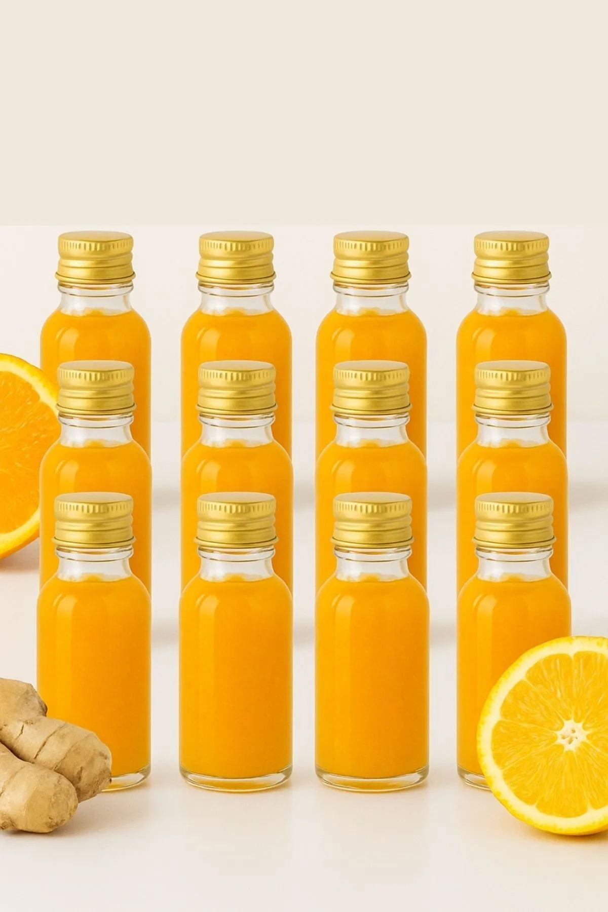 Conjunto de Garrafas de Vidro – 3,3 x 7,8 cm – Transparente e Dourado – Vidro