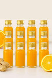 Conjunto de Garrafas de Vidro – 3,3 x 7,8 cm – Transparente e Dourado – Vidro