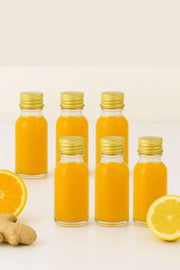 Conjunto de Garrafas de Vidro – 3,3 x 7,8 cm – Transparente e Dourado – Vidro