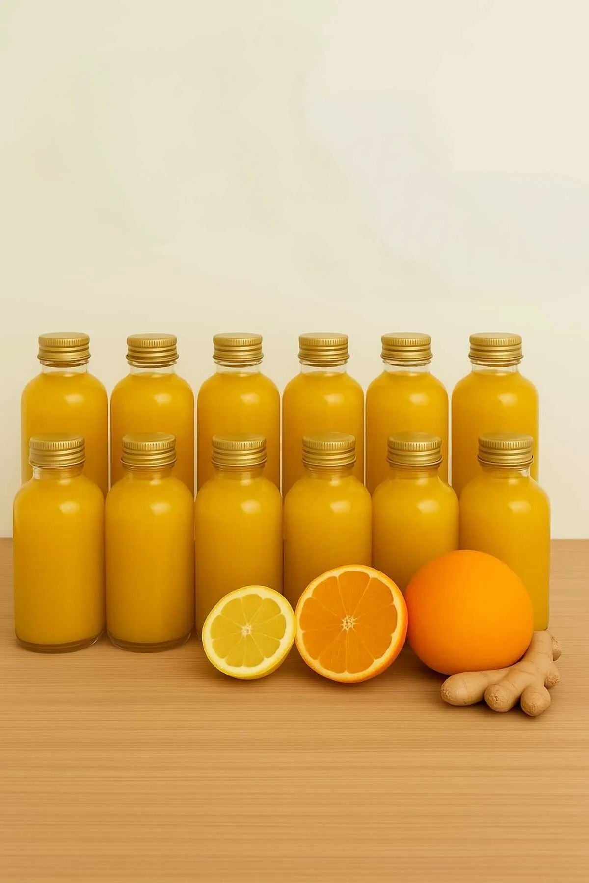 Conjunto de Garrafas de Vidro – 4,5 x 11 cm – Transparente e Dourado