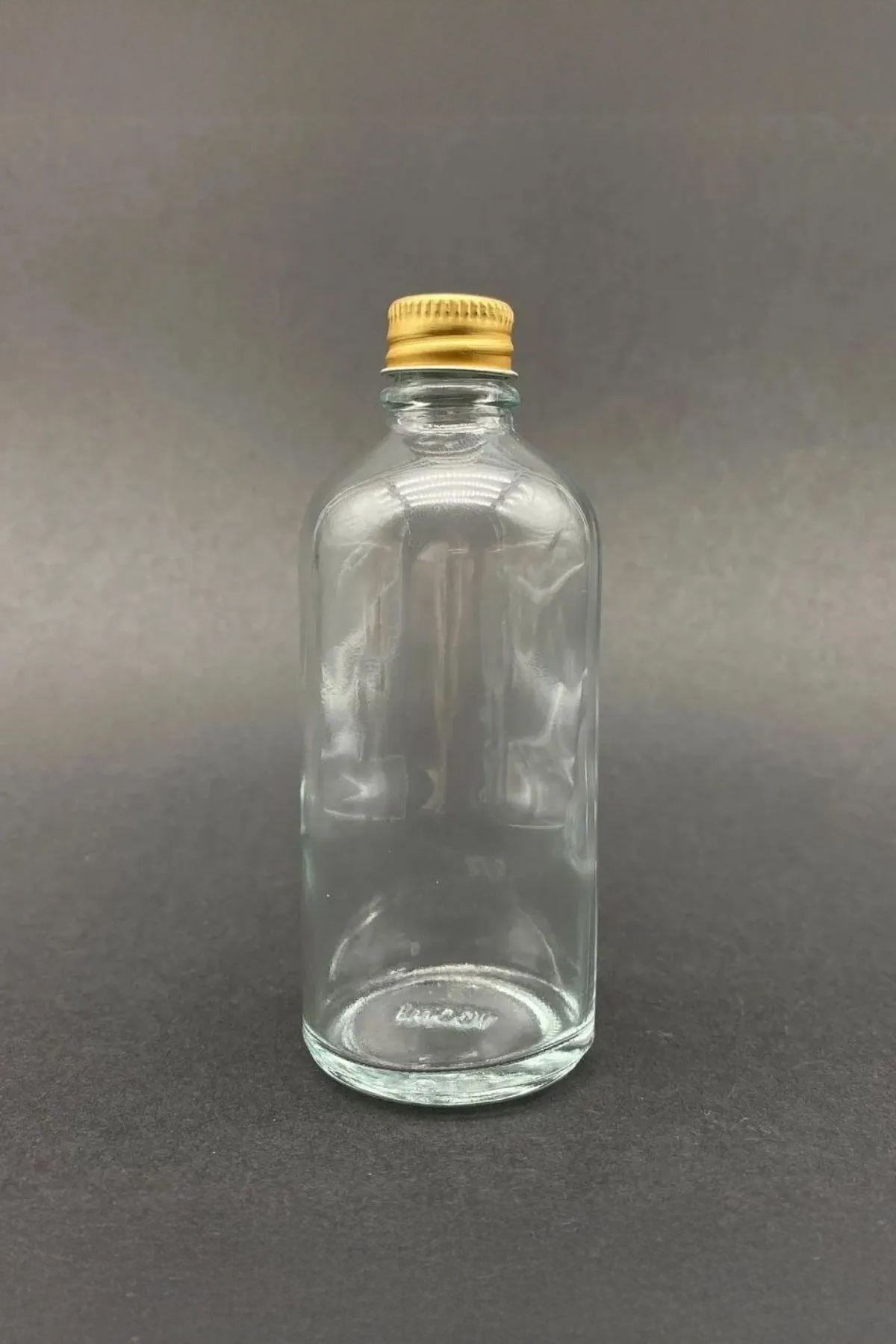 Conjunto de Garrafas de Vidro – 4,5 x 11 cm – Transparente e Dourado