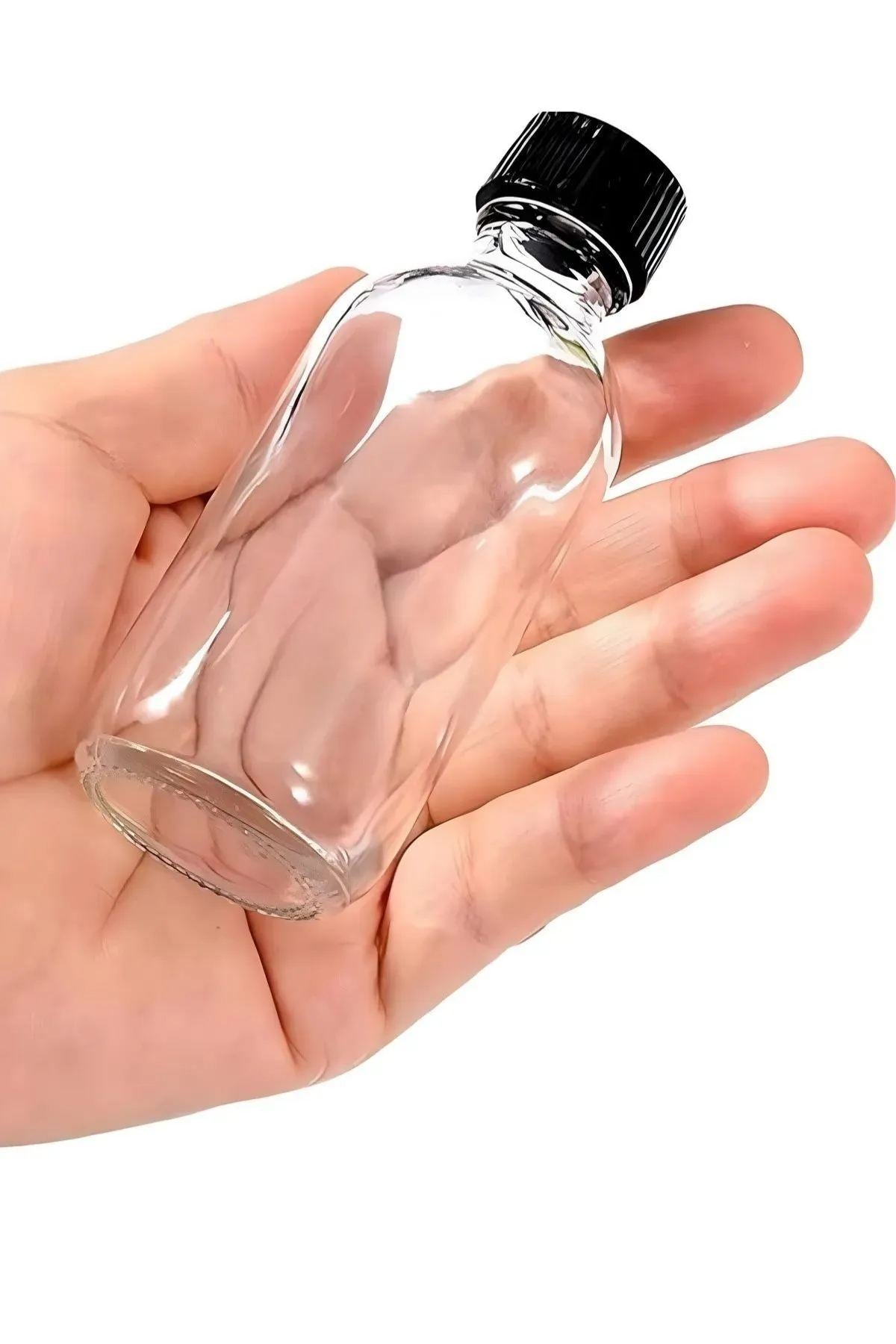 Conjunto de Garrafas de Vidro – 4 x 9 cm – Transparente, Preto