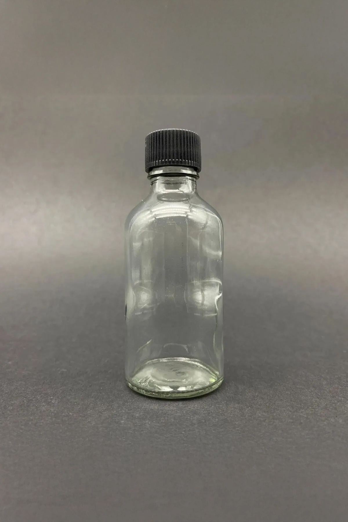 Conjunto de garrafas de vidro – 4 x 9 cm – transparente e preta