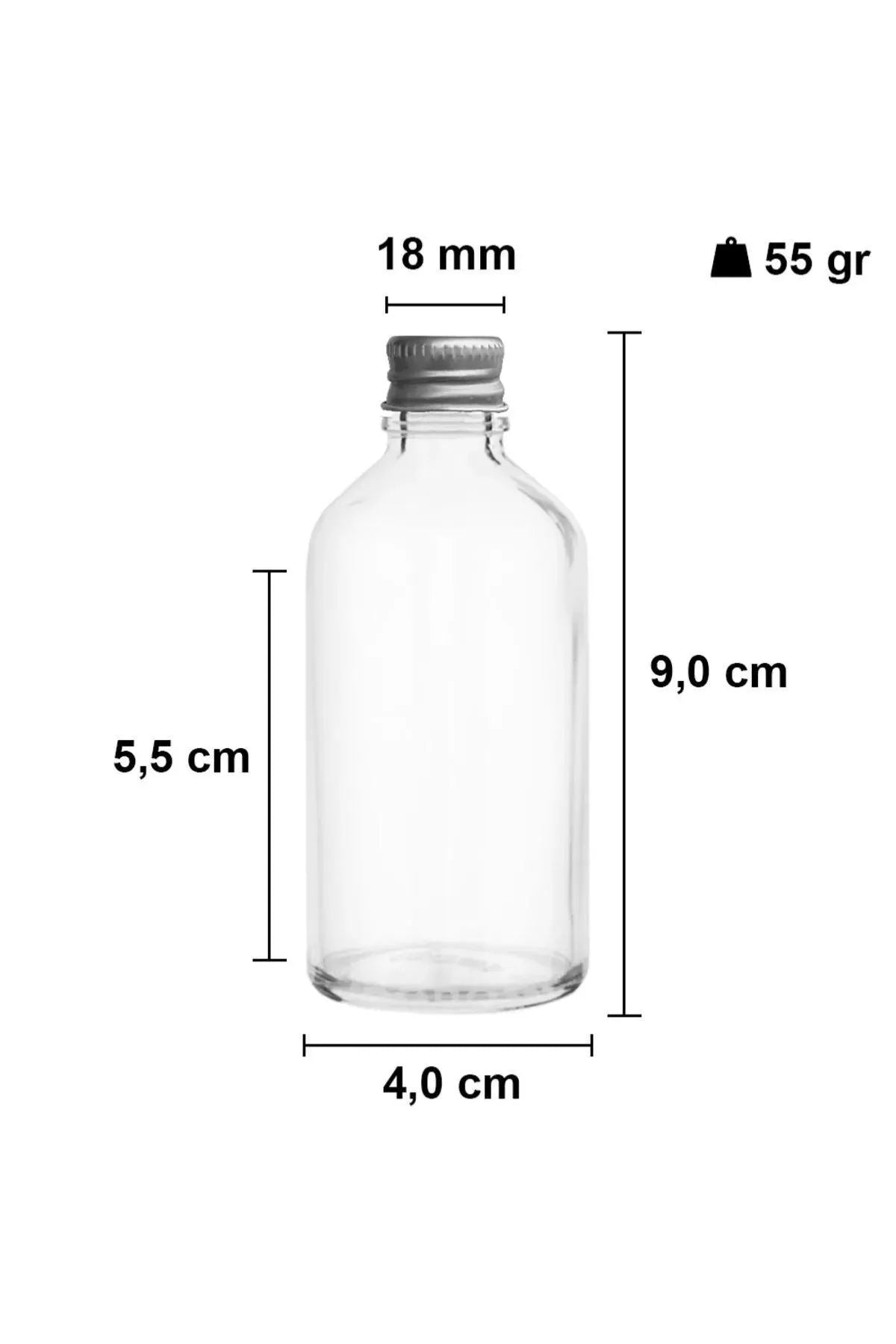 Conjunto de garrafas de vidro – 4 x 9 cm – Transparente e Prata – vidro