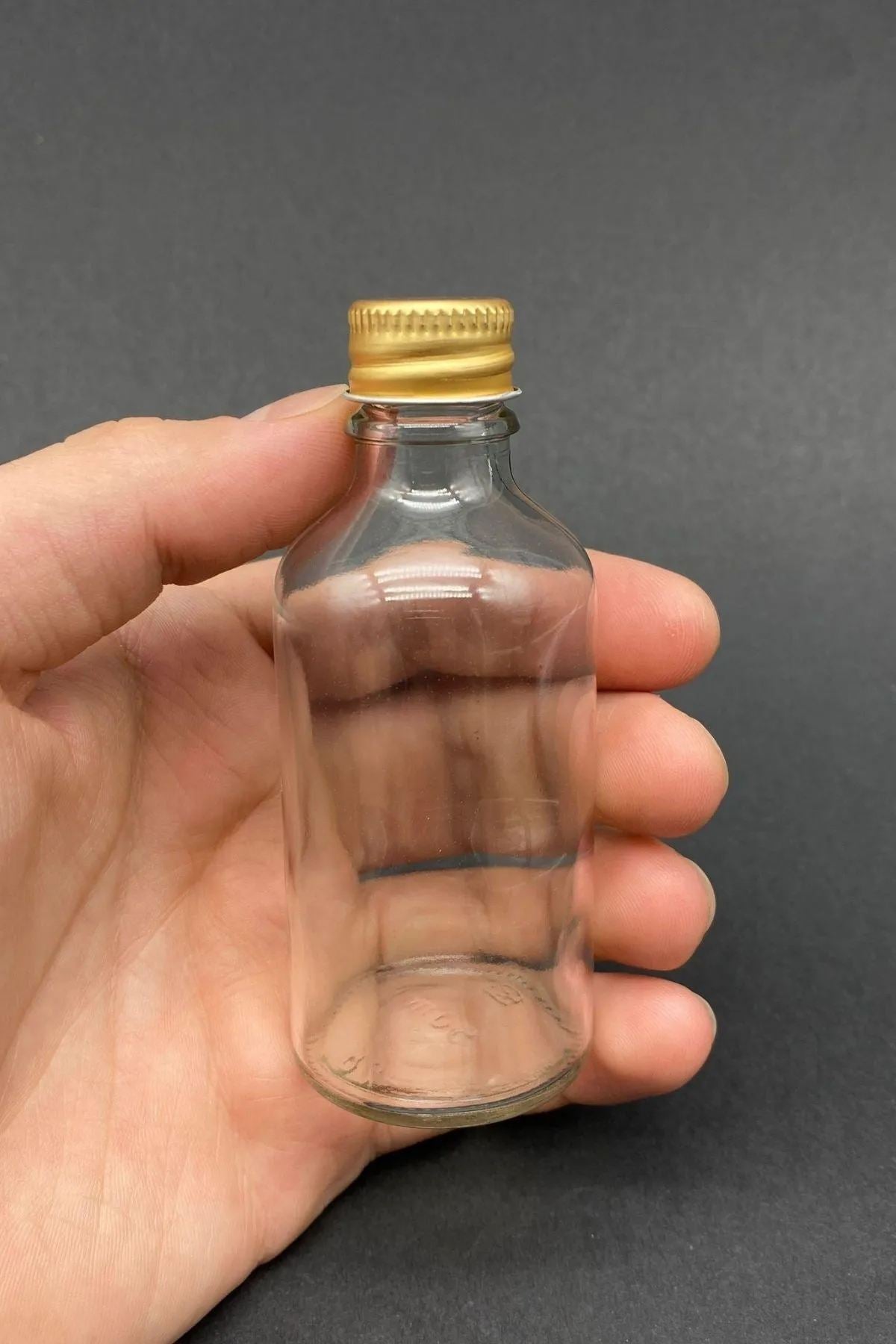 Conjunto de Garrafas de Vidro – 4 x 9 cm – Transparente e Dourado – Vidro