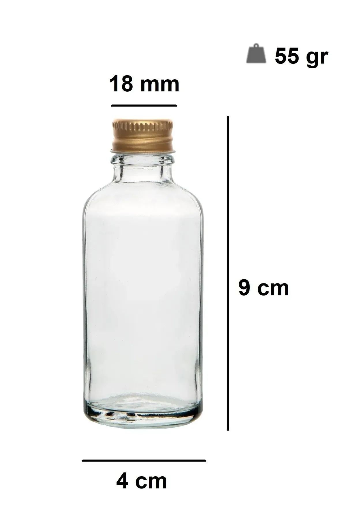 Conjunto de Garrafas de Vidro – 4 x 9 cm – Transparente e Dourado – Vidro