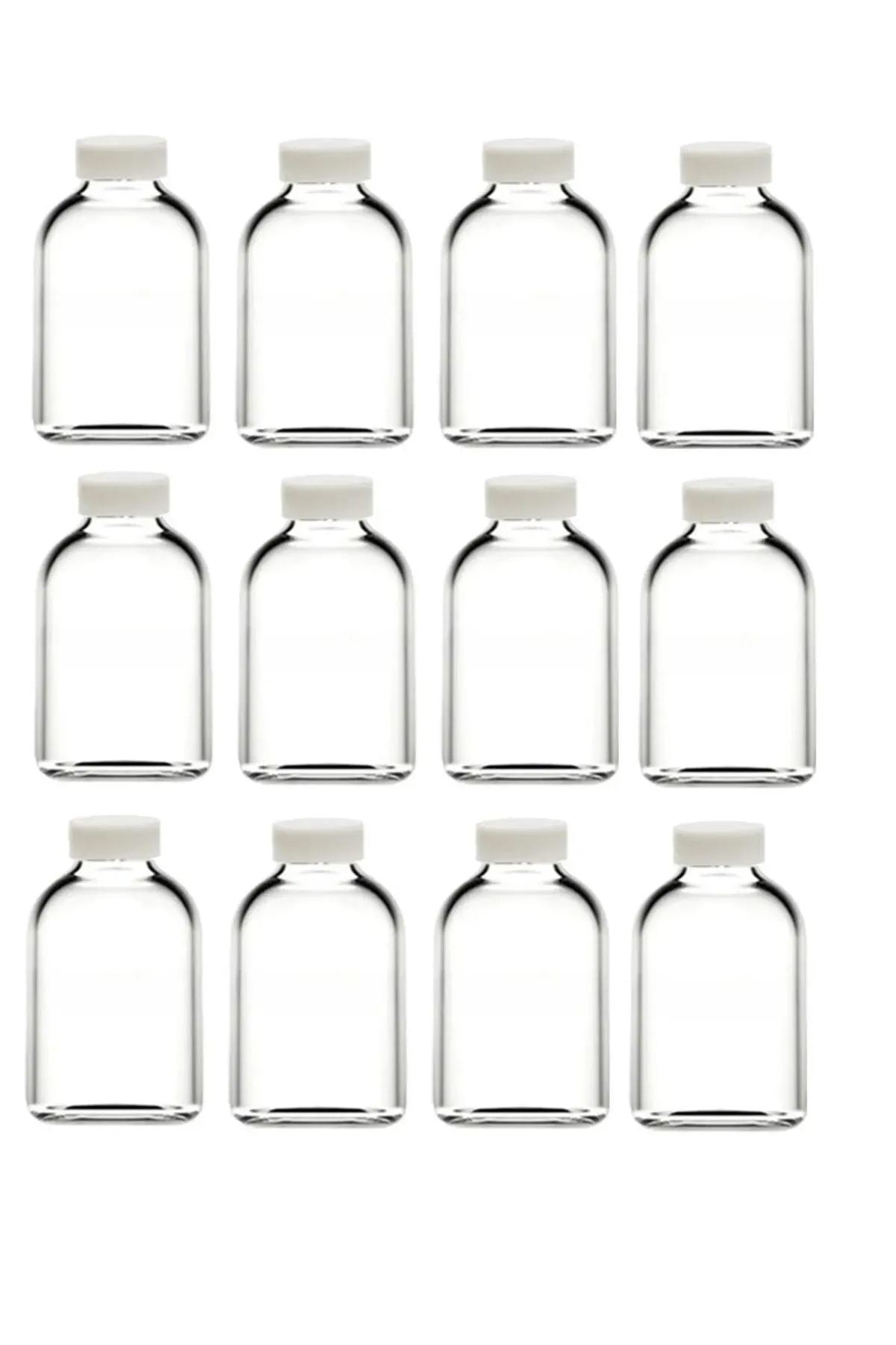 Conjunto de Garrafas de Vidro – 4 x 7,5 cm – Transparente e Branca