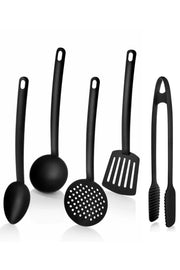 Conjunto de utensílios de cozinha – 30 cm – Preto – Plástico
