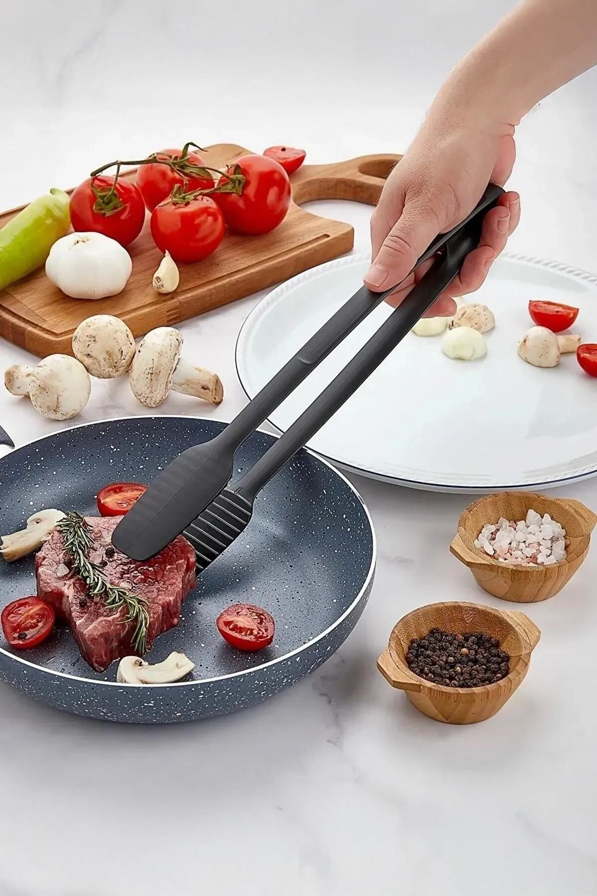 Conjunto de utensílios de cozinha – 30 cm – Preto – Plástico