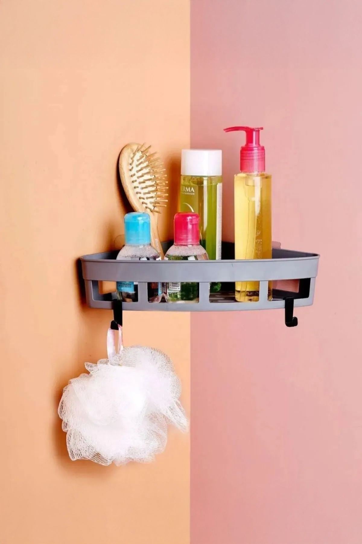 Conjunto organizador de banheiro (2 peças) – 26 x 18 x 5,5 cm – Antracite – plástico