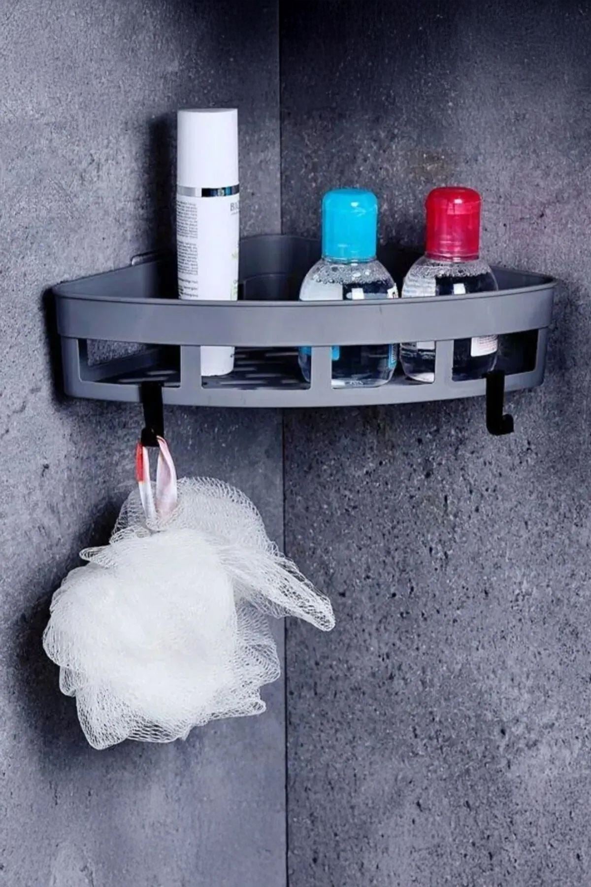 Conjunto organizador de banheiro (2 peças) – 26 x 18 x 5,5 cm – Antracite – plástico