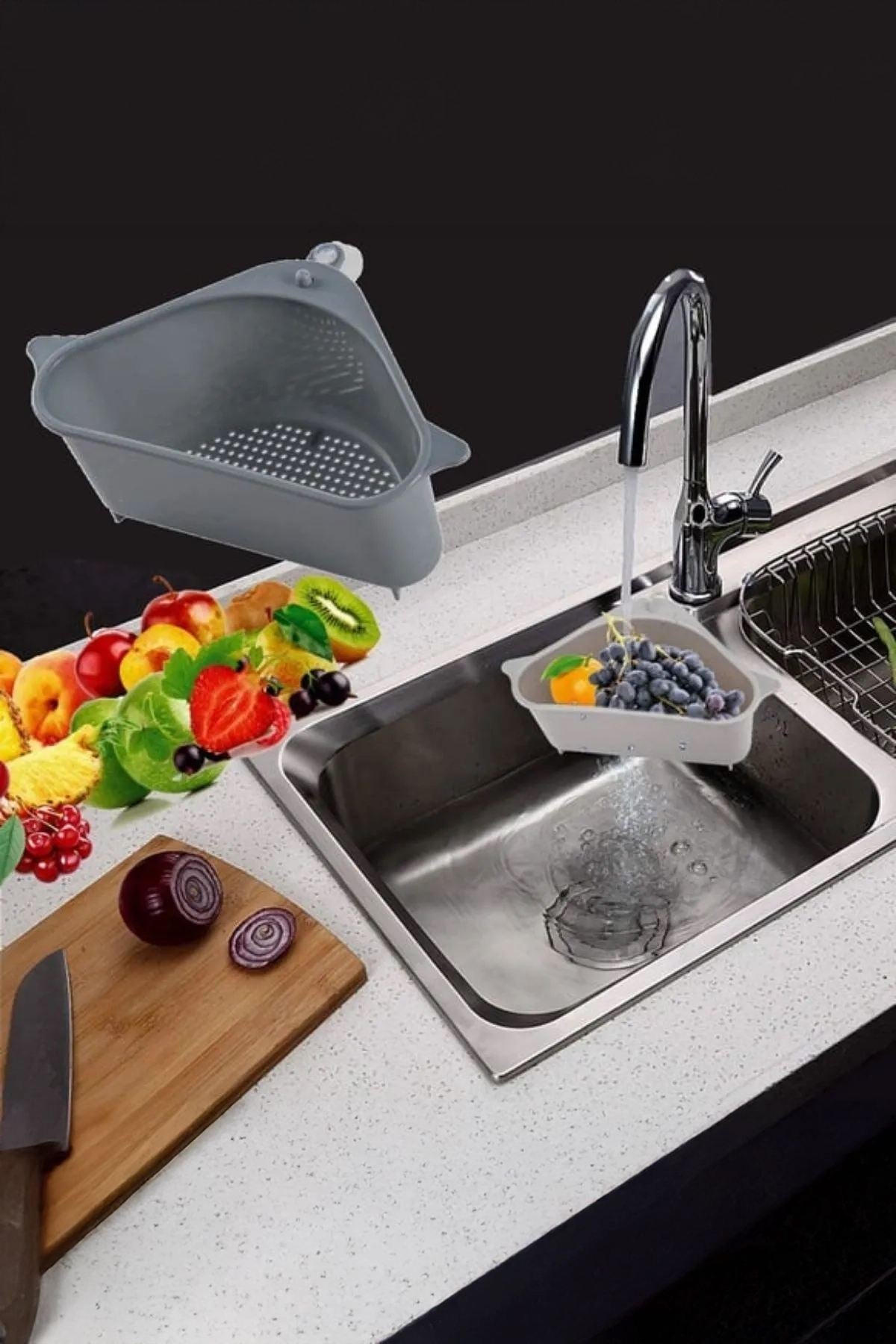 Organizador de Cozinha – 26 x 14 x 10 cm – Antracite – Plástico