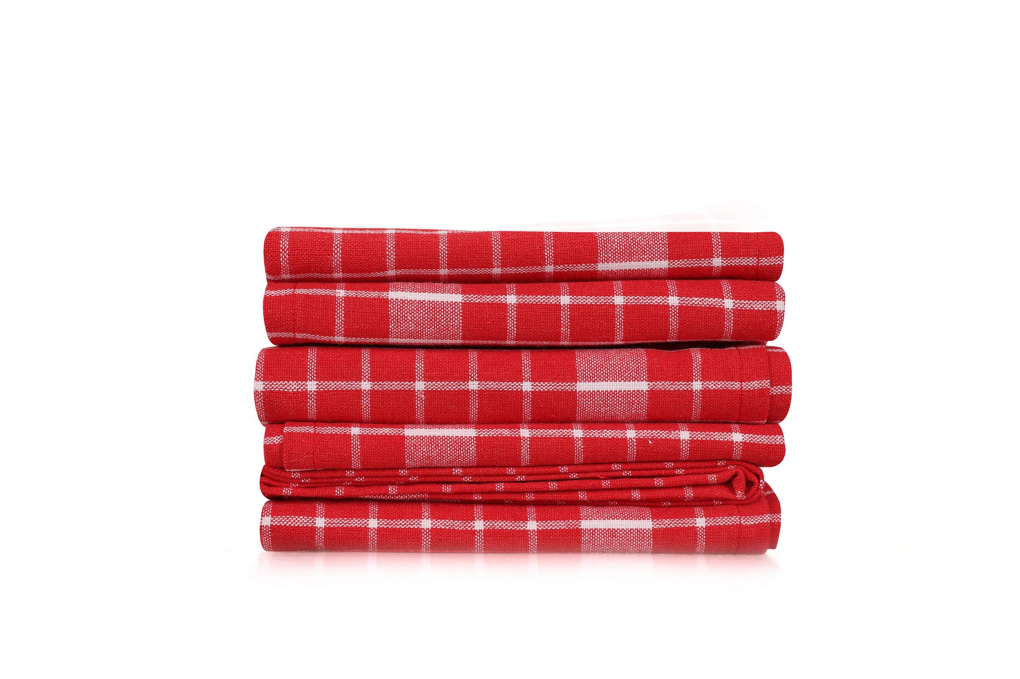 Conjunto de toalhas de rosto – 45 x 65 cm – Vermelho e Branco – 100% algodão