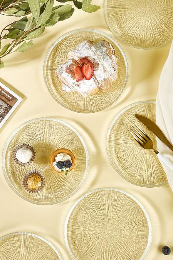 Conjunto de Pratos de Sobremesa – 16 cm – Transparente – Vidro