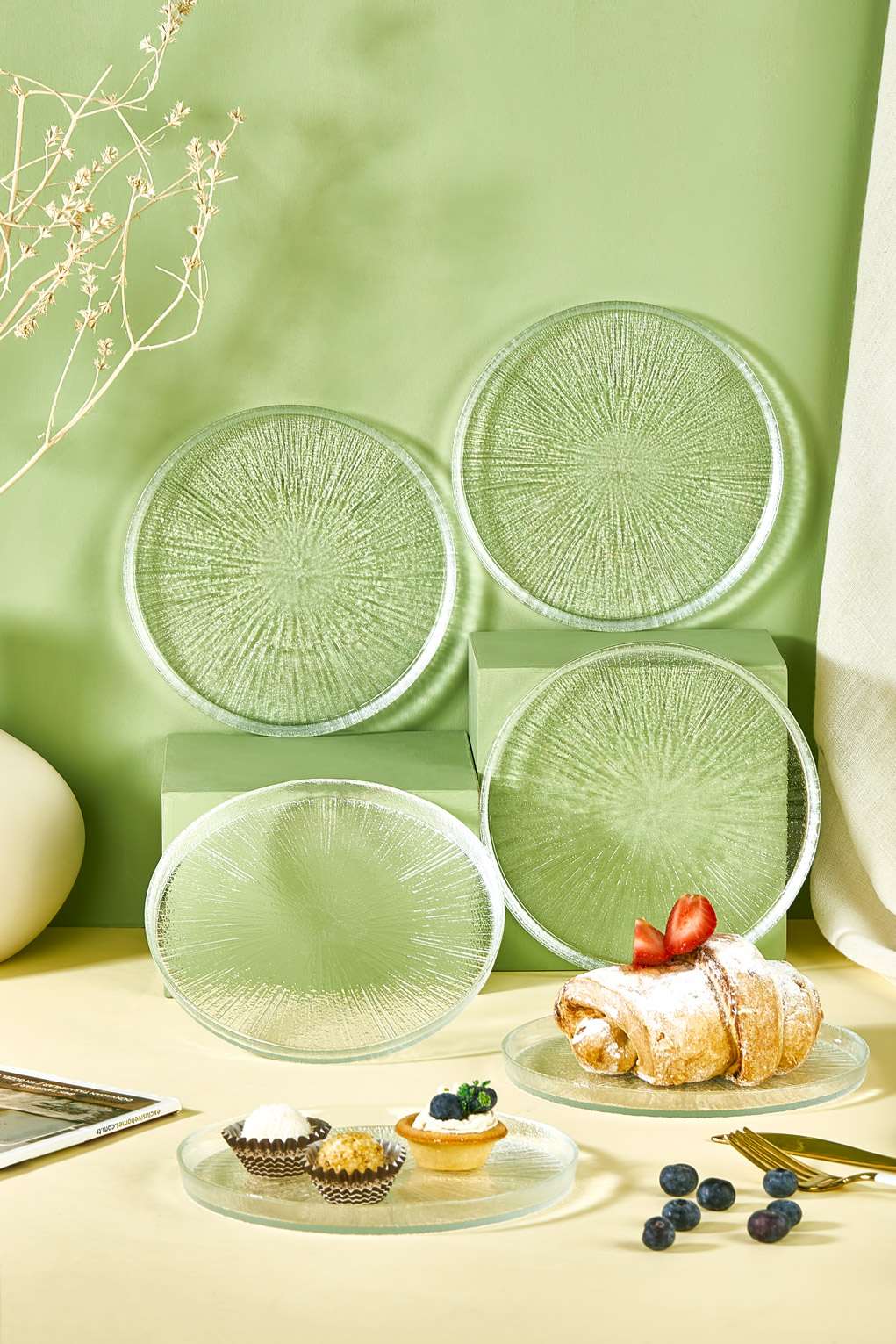 Conjunto de Pratos de Sobremesa – 16 cm – Transparente – Vidro