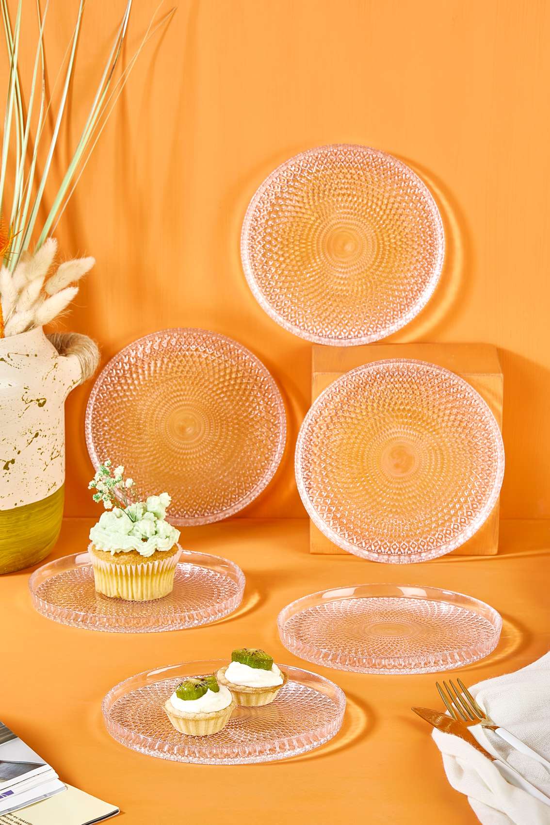 Conjunto de Pratos de Sobremesa – 16 cm – Transparente – Vidro