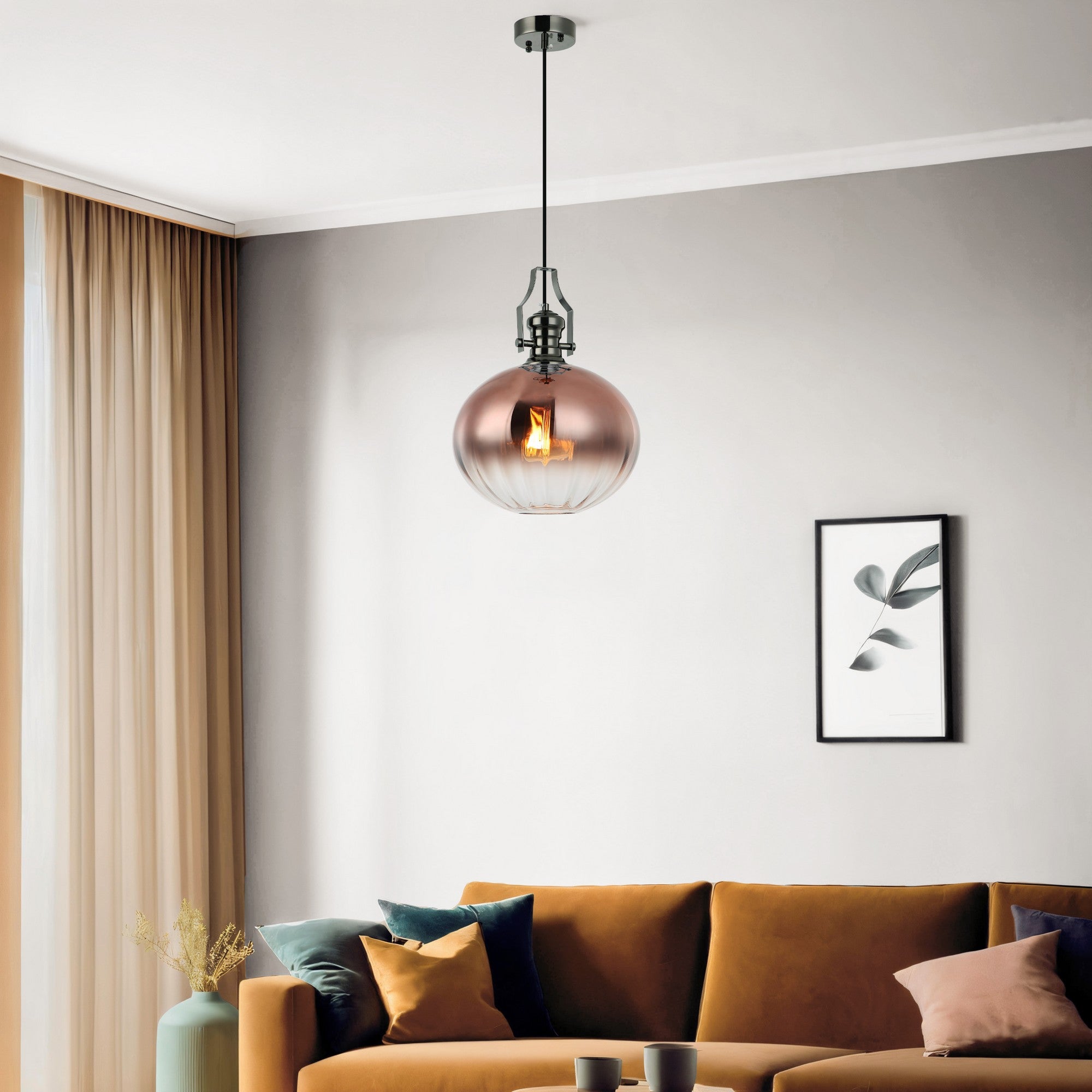 Candeeiro de Teto – 50-190 cm – Cobalto – Metal e vidro