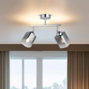 Candeeiro de Teto – 30 cm – Cromado – Metal e vidro