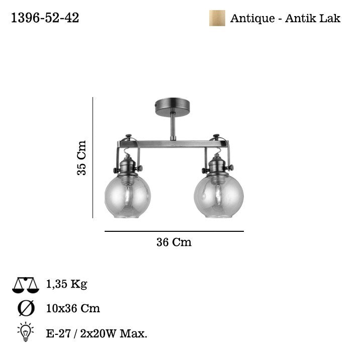 Candeeiro de Teto – 35 cm – Antiguidade – Metal