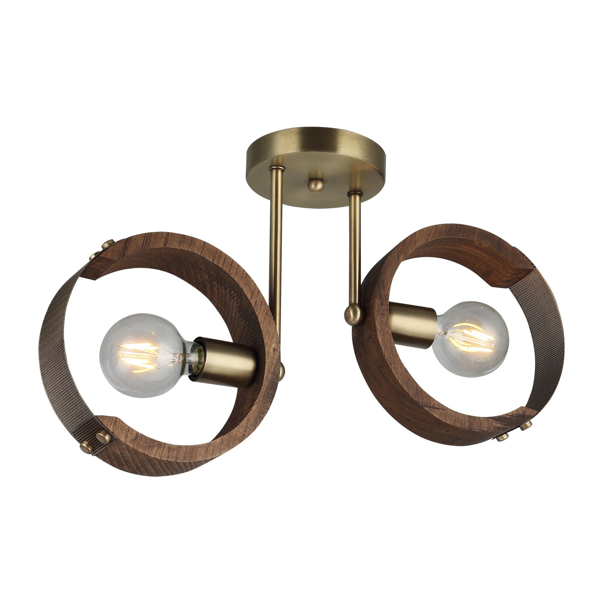 Candeeiro de Teto – 29 cm – Cor antiquada – Metal e Madeira