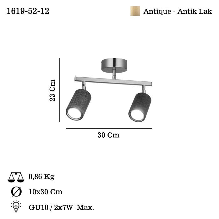 Candeeiro de Teto – 23 cm – Laca Antiga – Metal