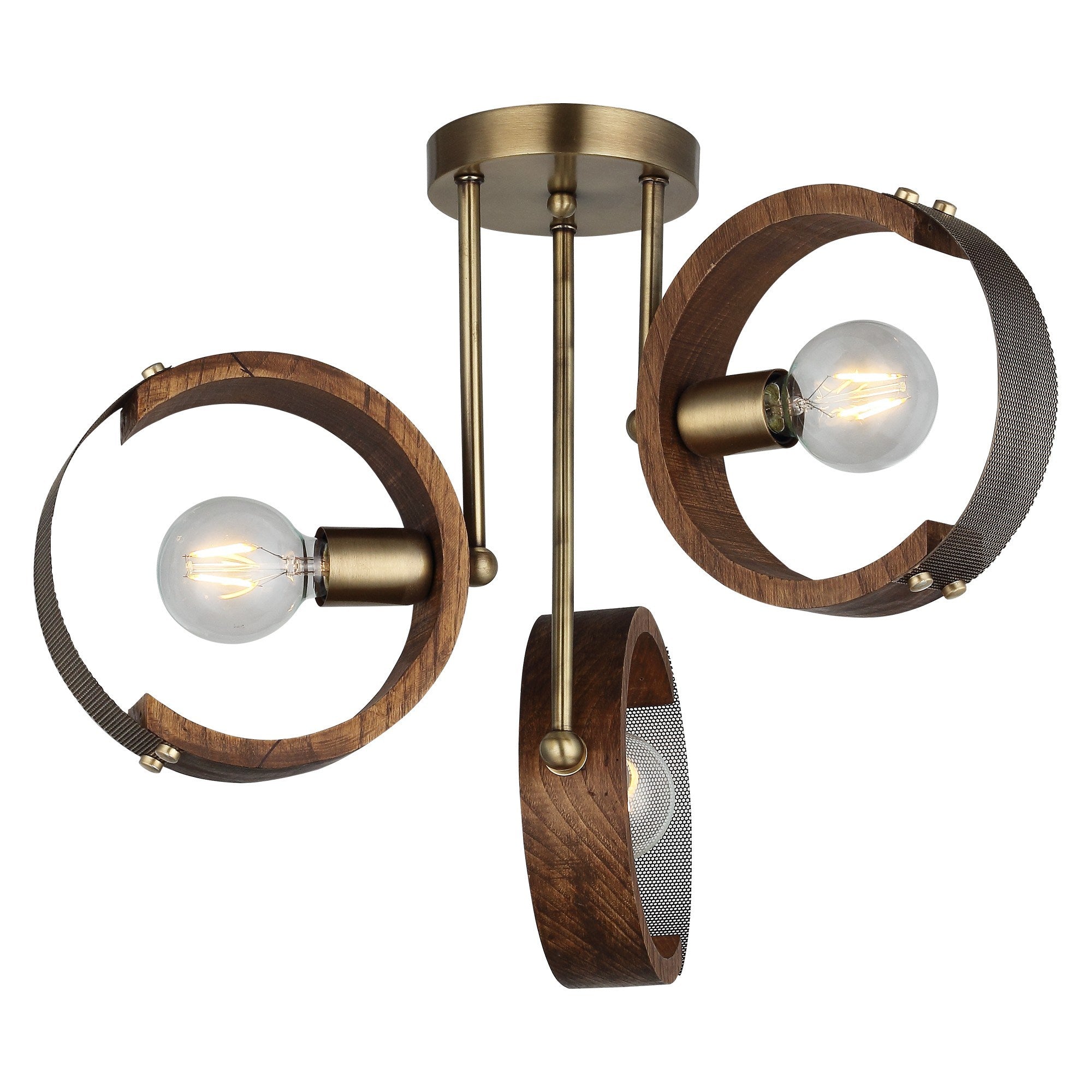 Candeeiro de Teto – 36 cm – Cor antiquação – Metal e Madeira