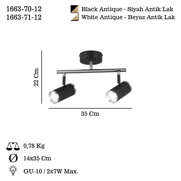 Candeeiro de Teto – 22 cm – Preto – Metal