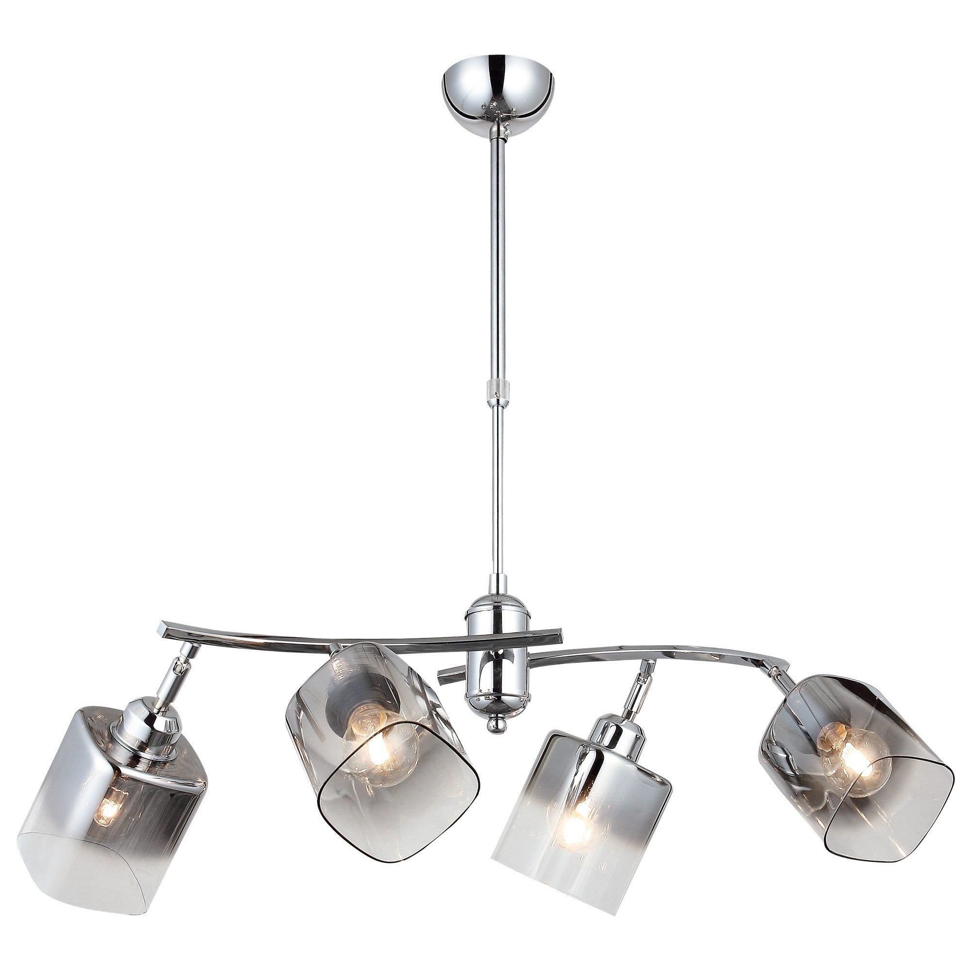 Candeeiro de Teto – Altura ajustável 57-80 cm – Cromo – Metal e vidro