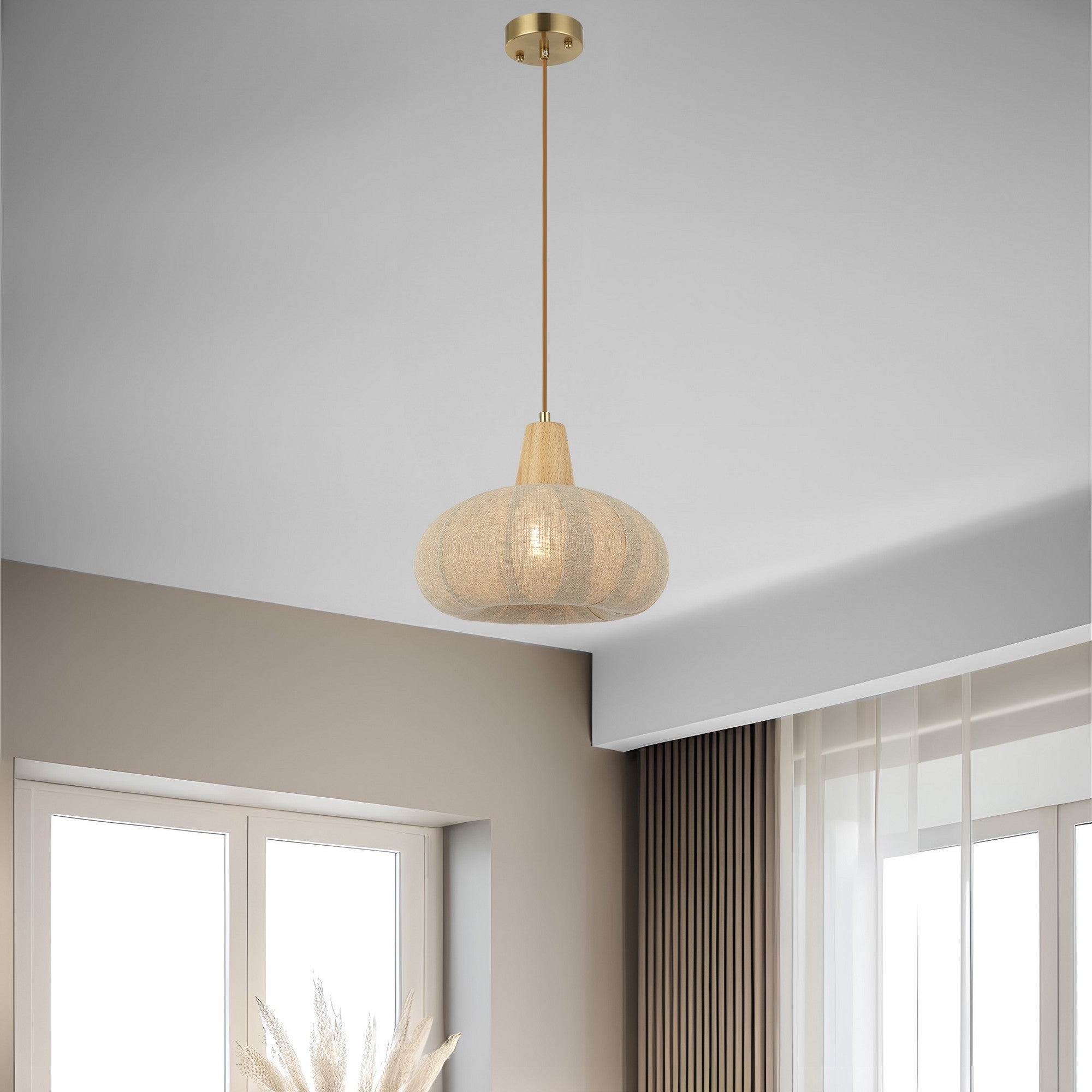 Candeeiro de Teto - Ø28 h: 14 cm - Laca Antiga - Metal