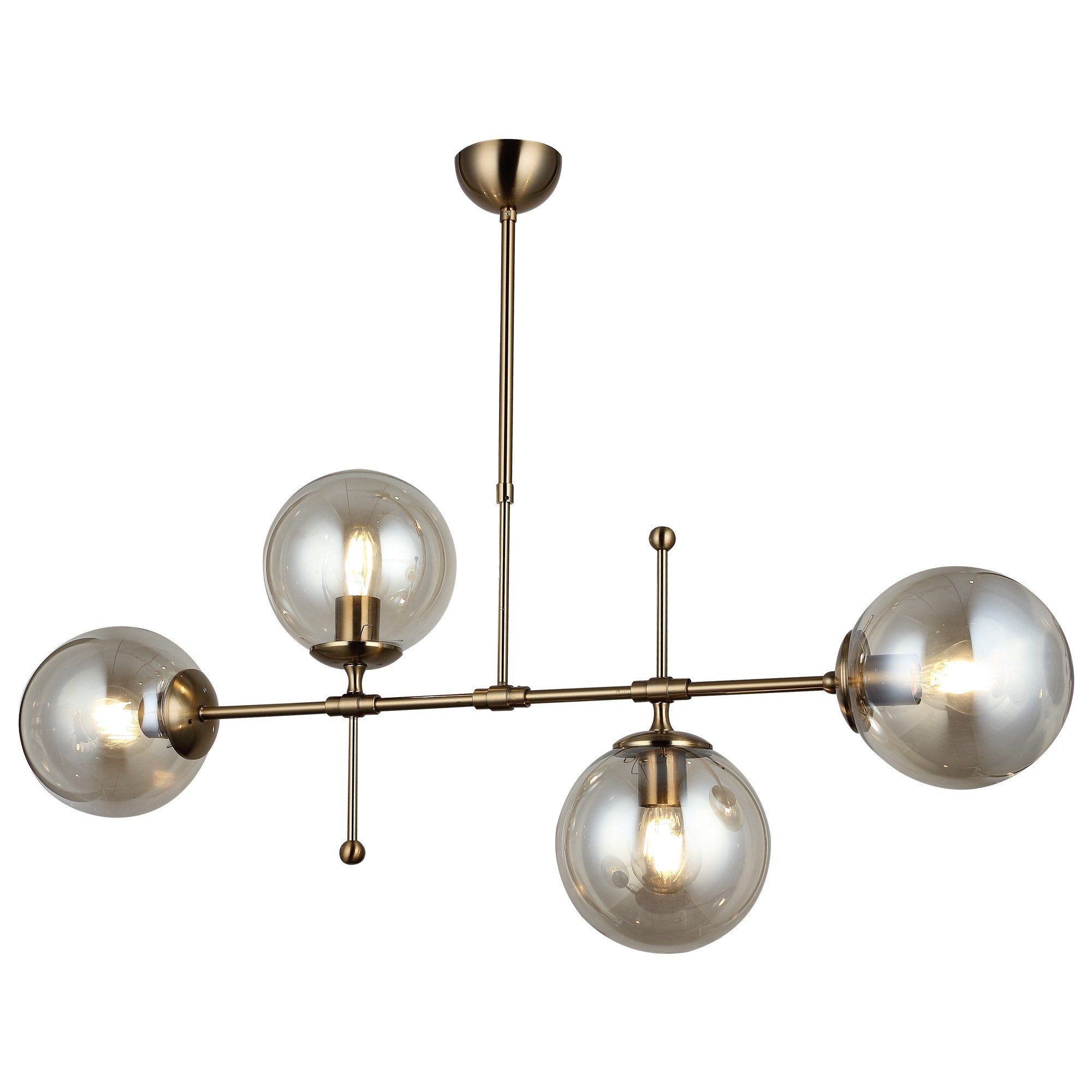 Candeeiro de Teto – 45-70 cm – Antiguidade – Metal e Vidro