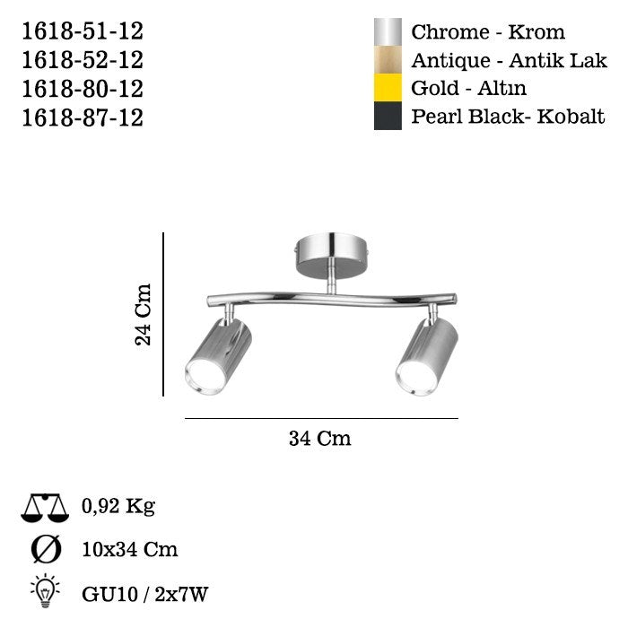 Candeeiro de Teto – 24 cm de altura – 34 cm de largura – metal