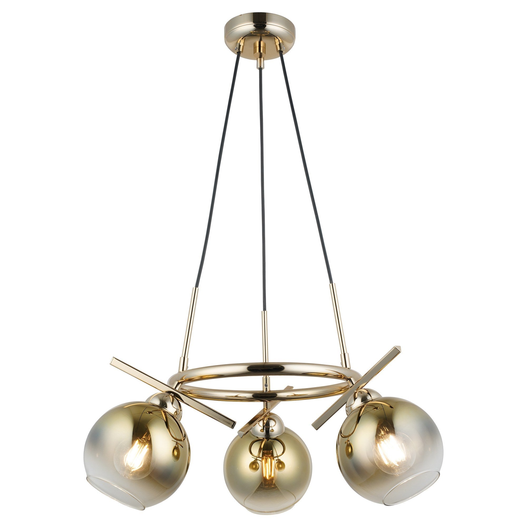 Candeeiro de Teto - Ø15 cm - Ouro - Metal e vidro