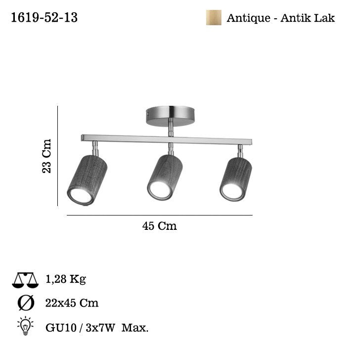 Candeeiro de Teto – 23cm – Laca Antiga – Metal