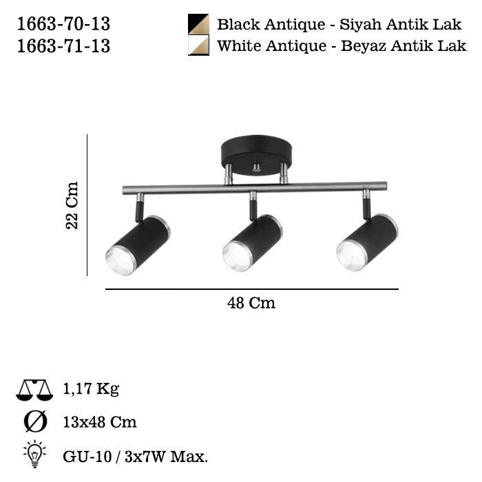 Candeeiro de Teto – 22 cm – Preto – Metal