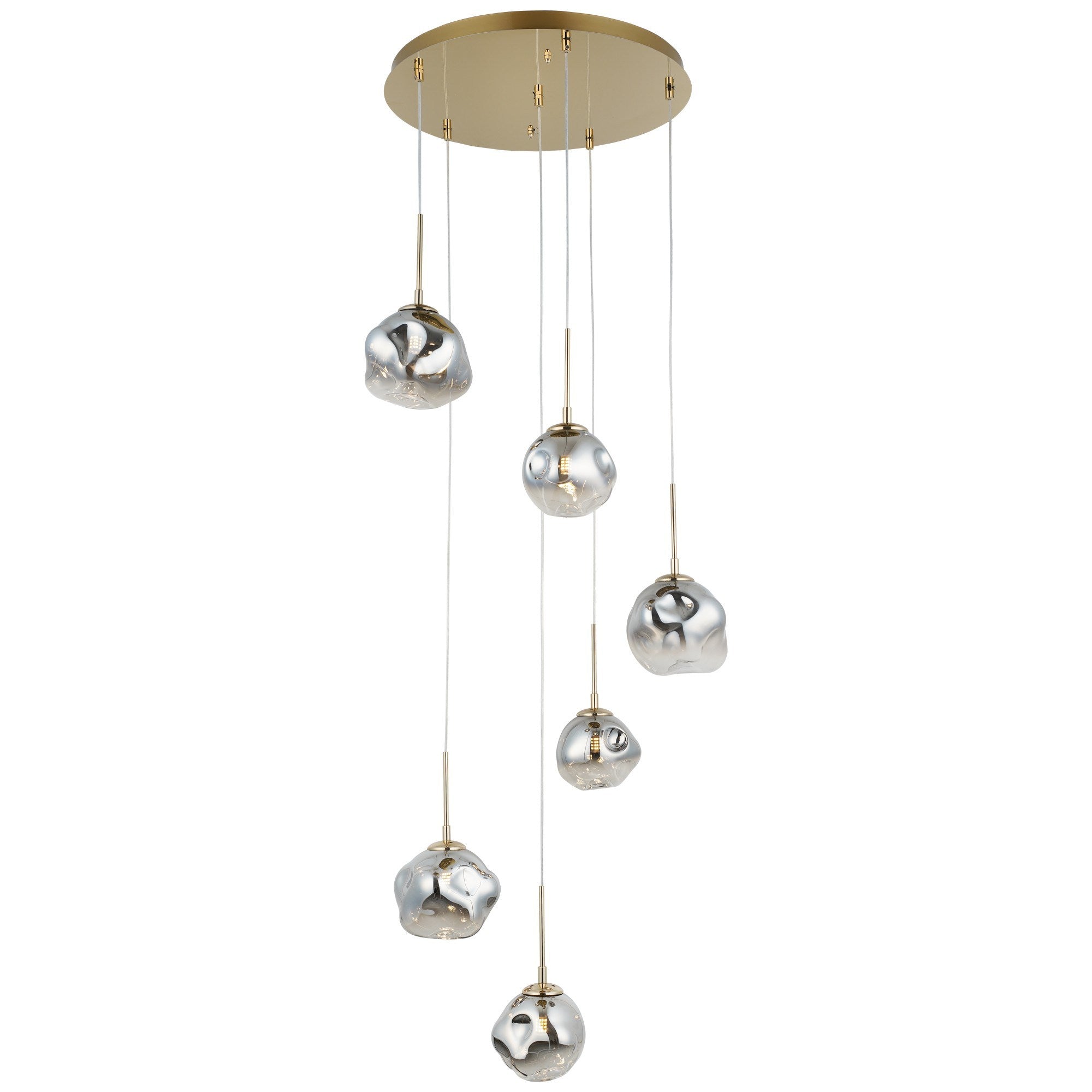 Candeeiro de Teto – 50-228 cm – Ouro – Metal e Vidro