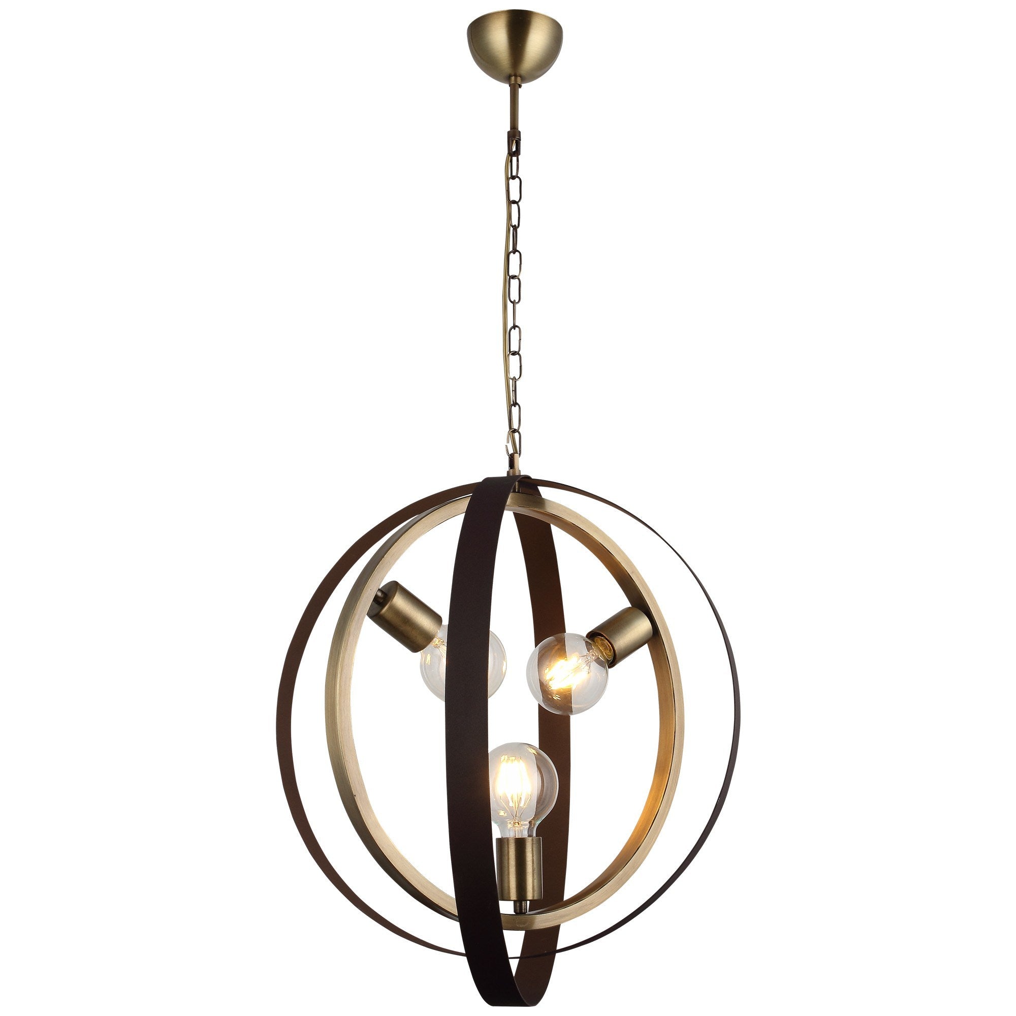 Candeeiro de Teto – 73-110 cm – Marrom – Metal