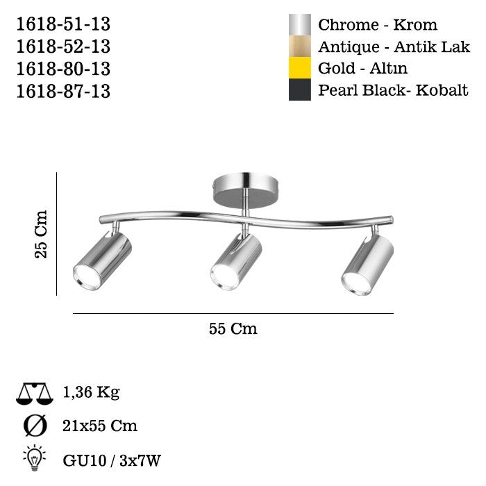 Candeeiro de Teto em metal – 25 cm – Laca Antiga