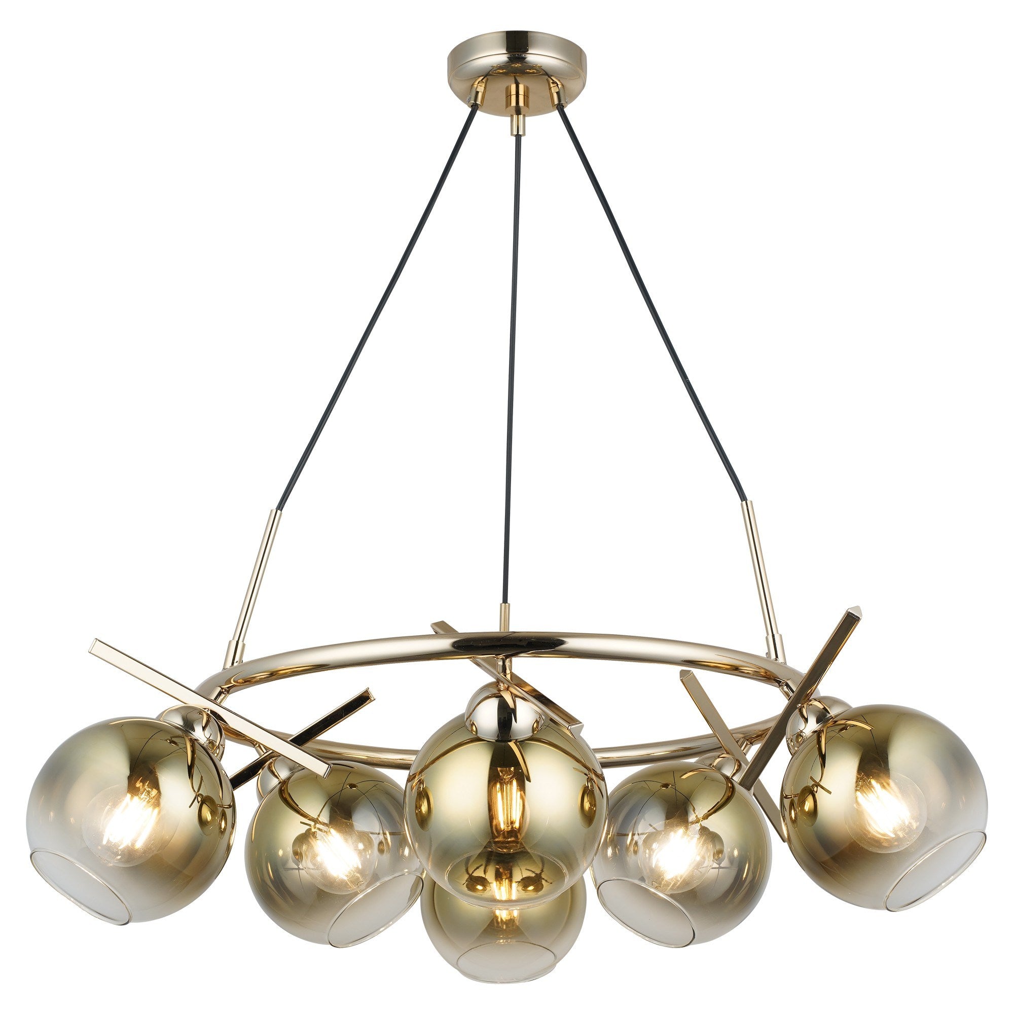Candeeiro de Teto – 60-128 cm – Ouro – Metal e Vidro
