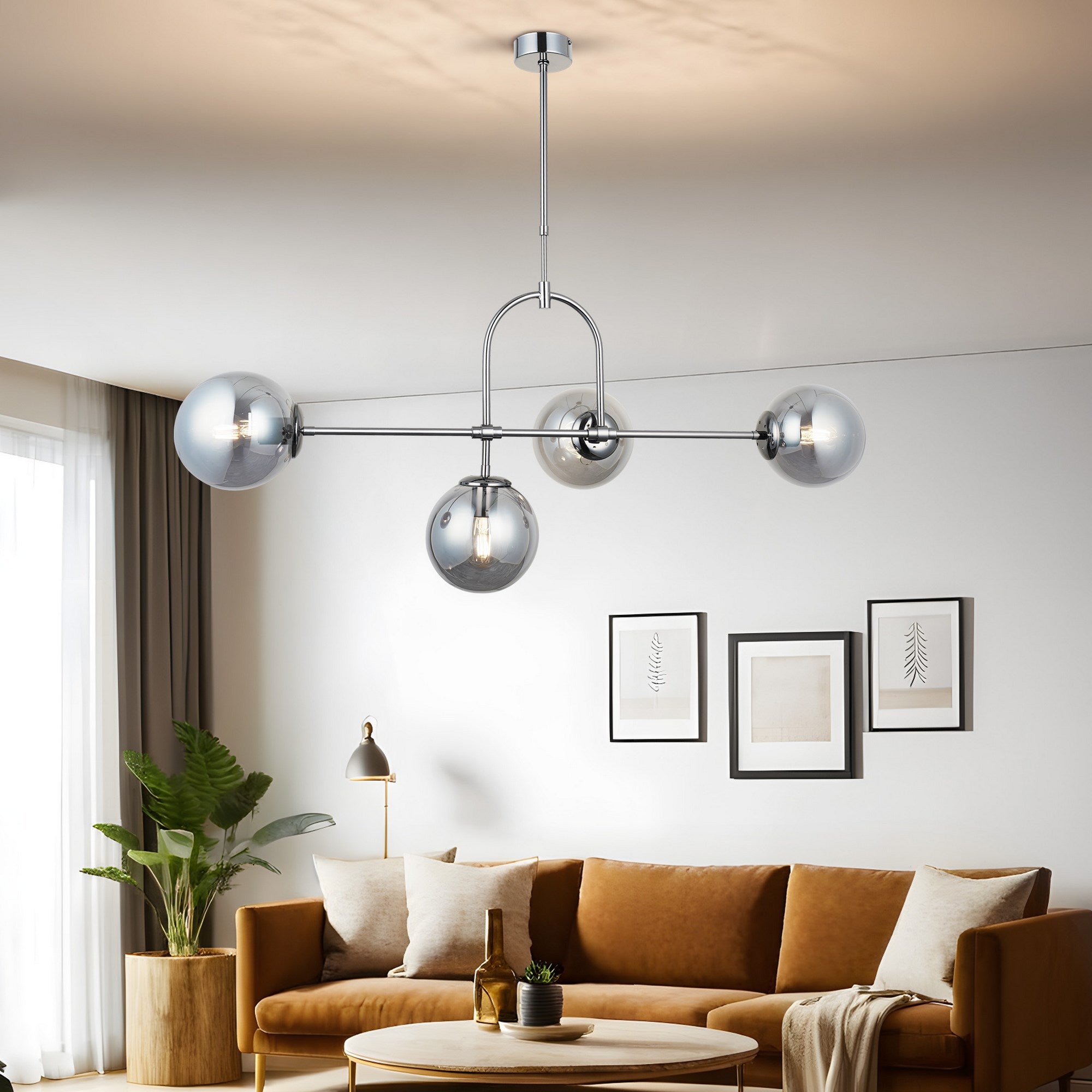 Candeeiro de Teto – 85-115 cm – Cobalto – Metal e Vidro
