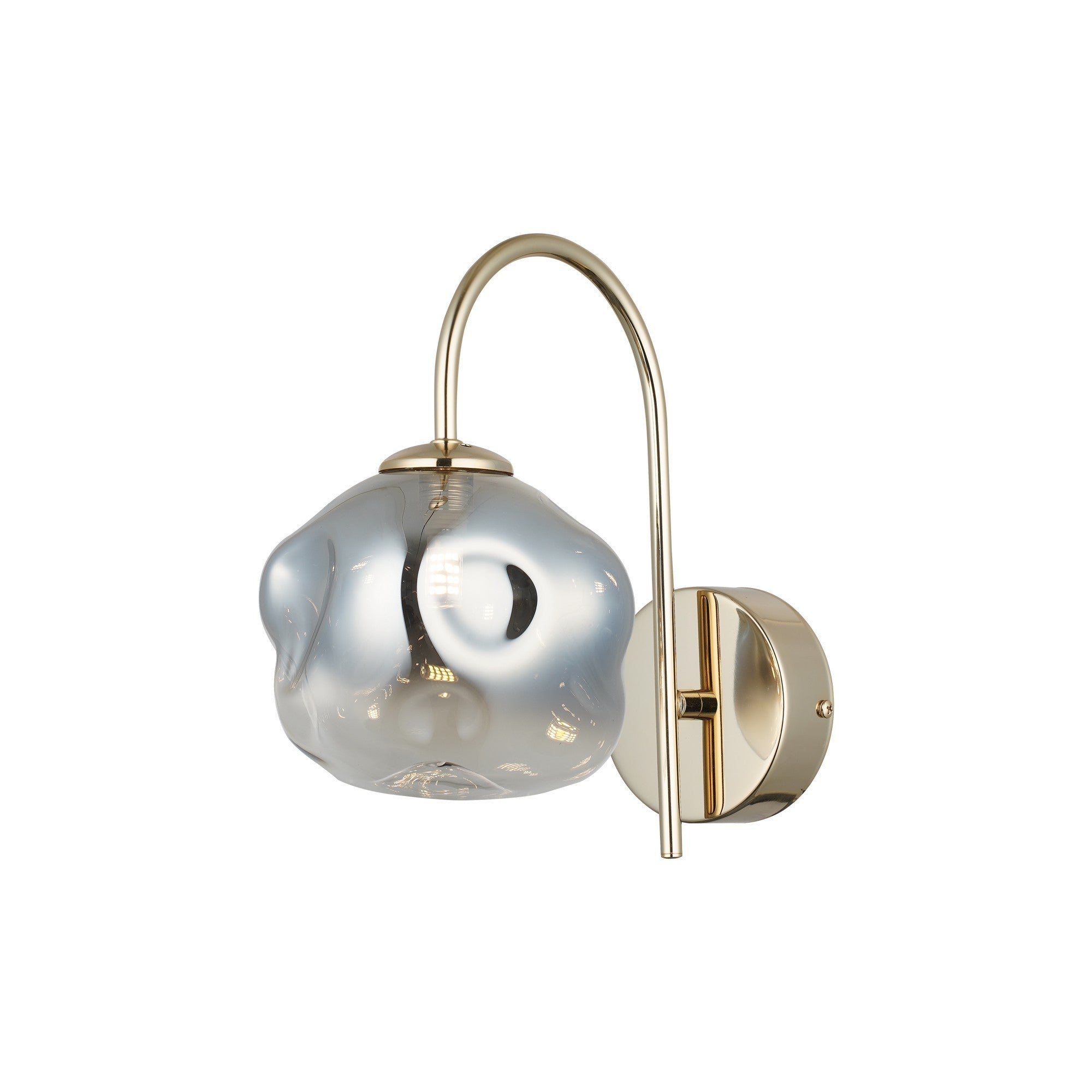 Candeeiro de Parede – Ø18 h: 15 cm – Ouro – Metal e vidro