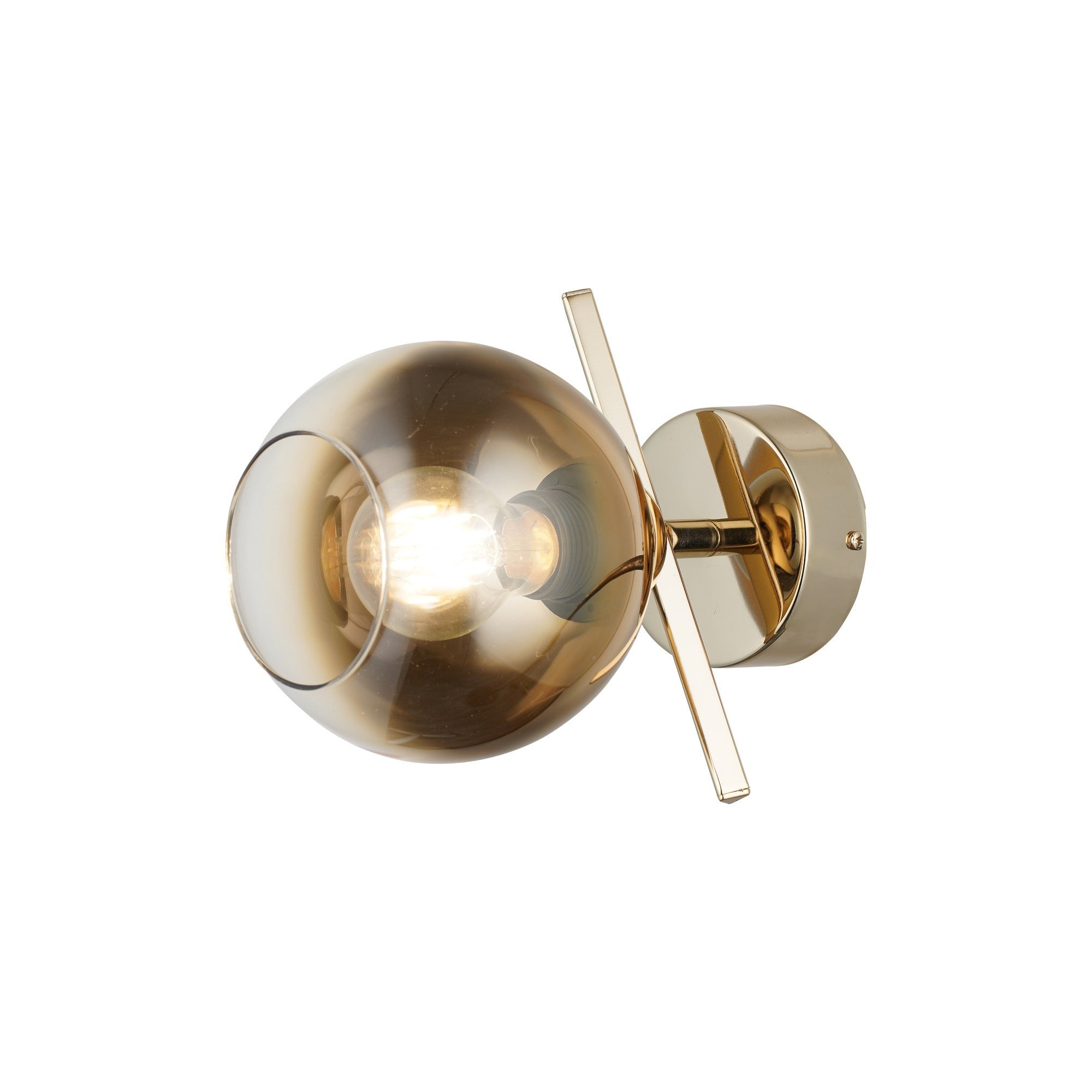 Candeeiro de Parede – Ø15x12,5cm – Ouro – Metal e vidro