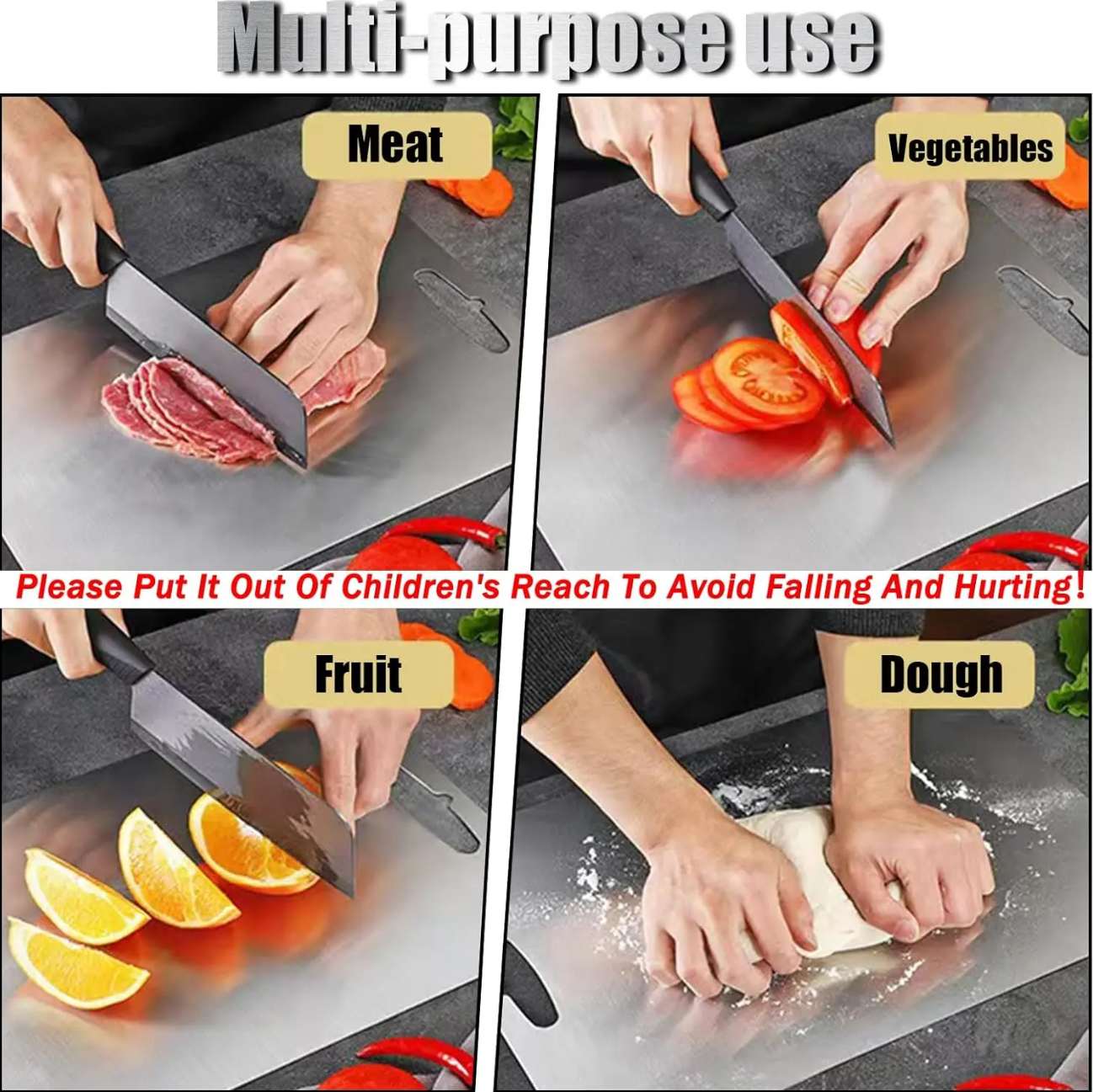 Tábua de corte – 15 x 25 cm – Prata – Aço Inoxidável