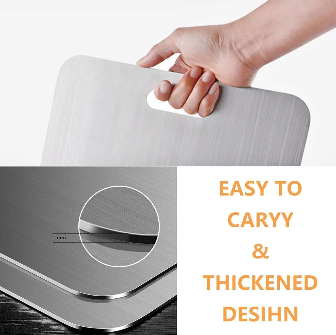 Tábua de corte de aço inoxidável – 20 x 30 cm – Prata