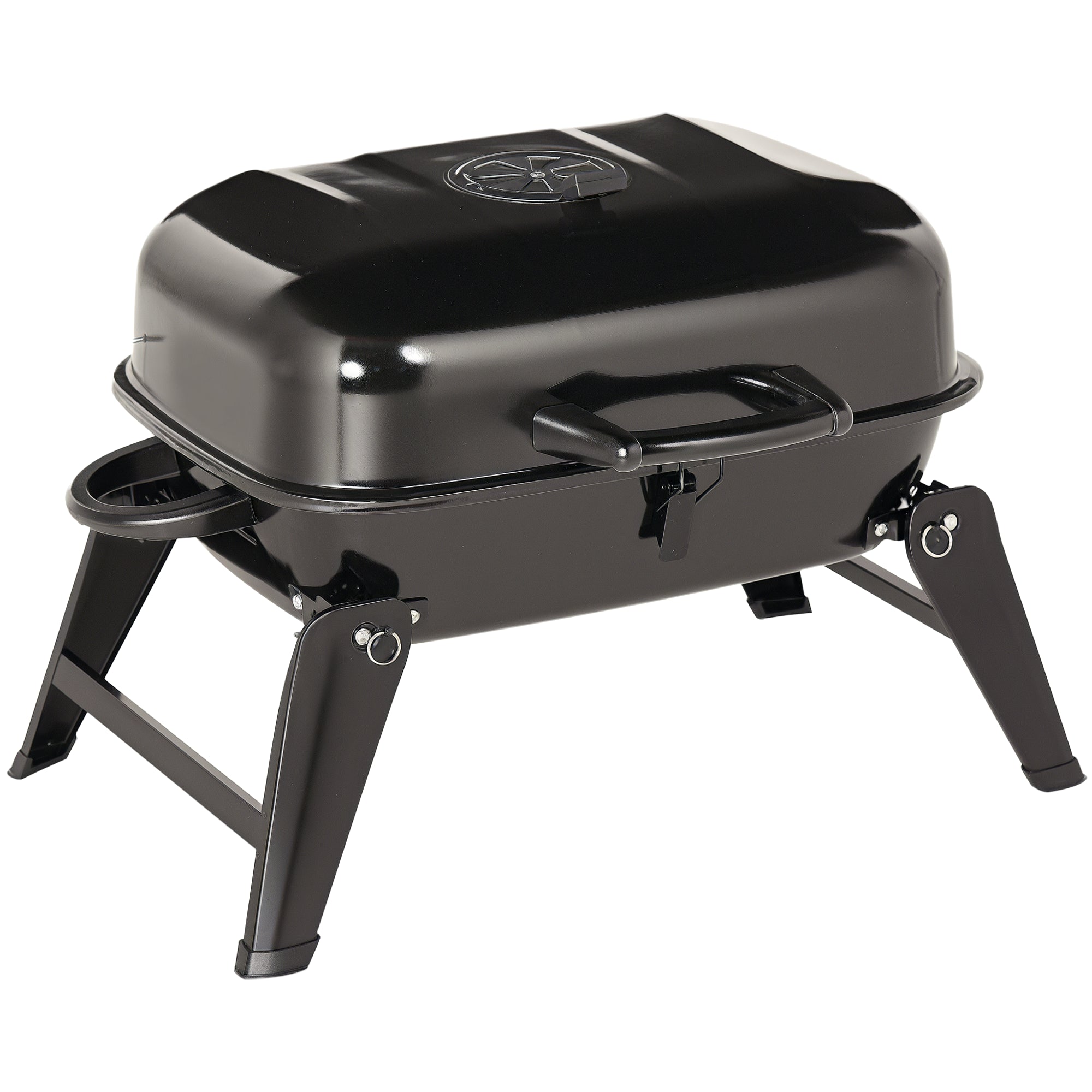 Barbecue a Carvão Portátil Compacto 59x43x39 cm - Preto