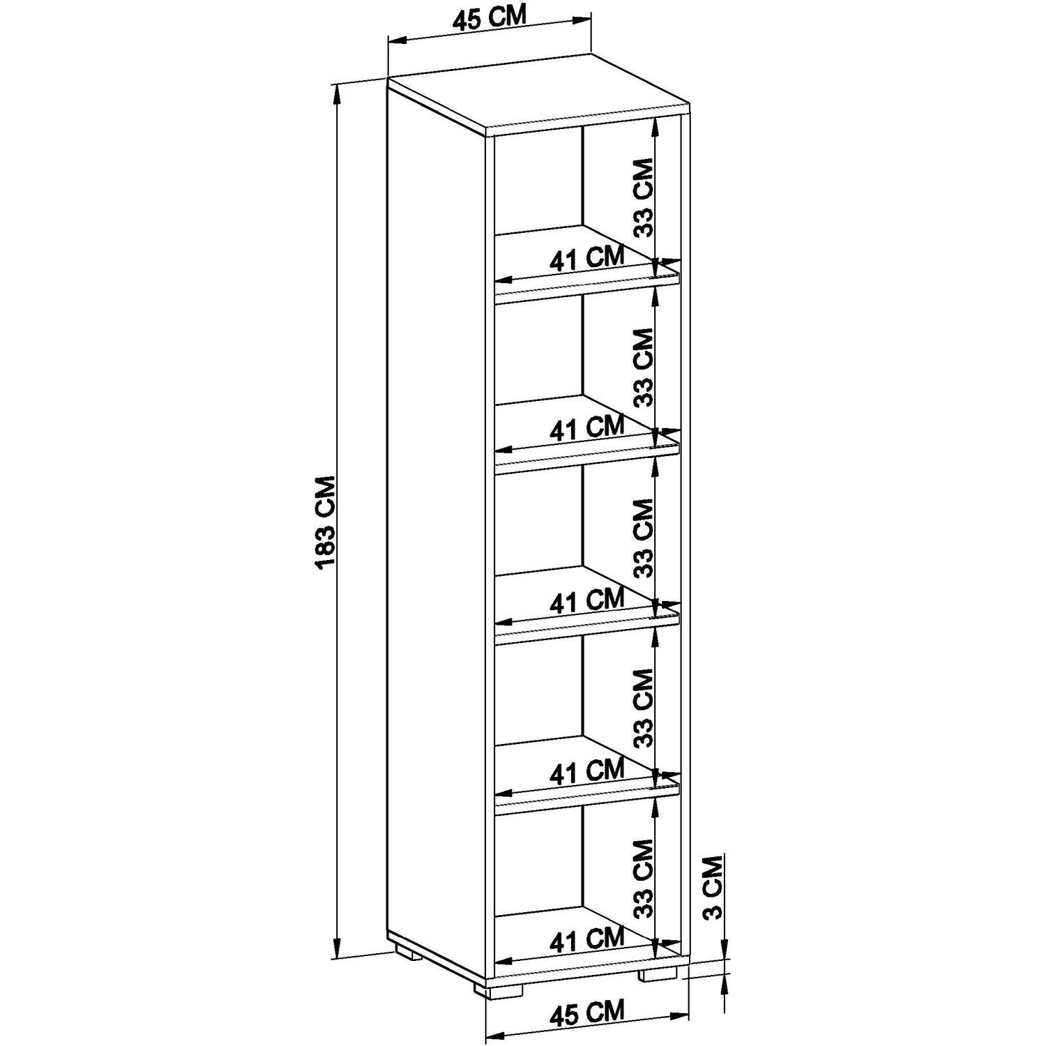 Guarda-roupa – 40 cm x 183 cm x 45-53 cm – Branco mate – Painel de partículas