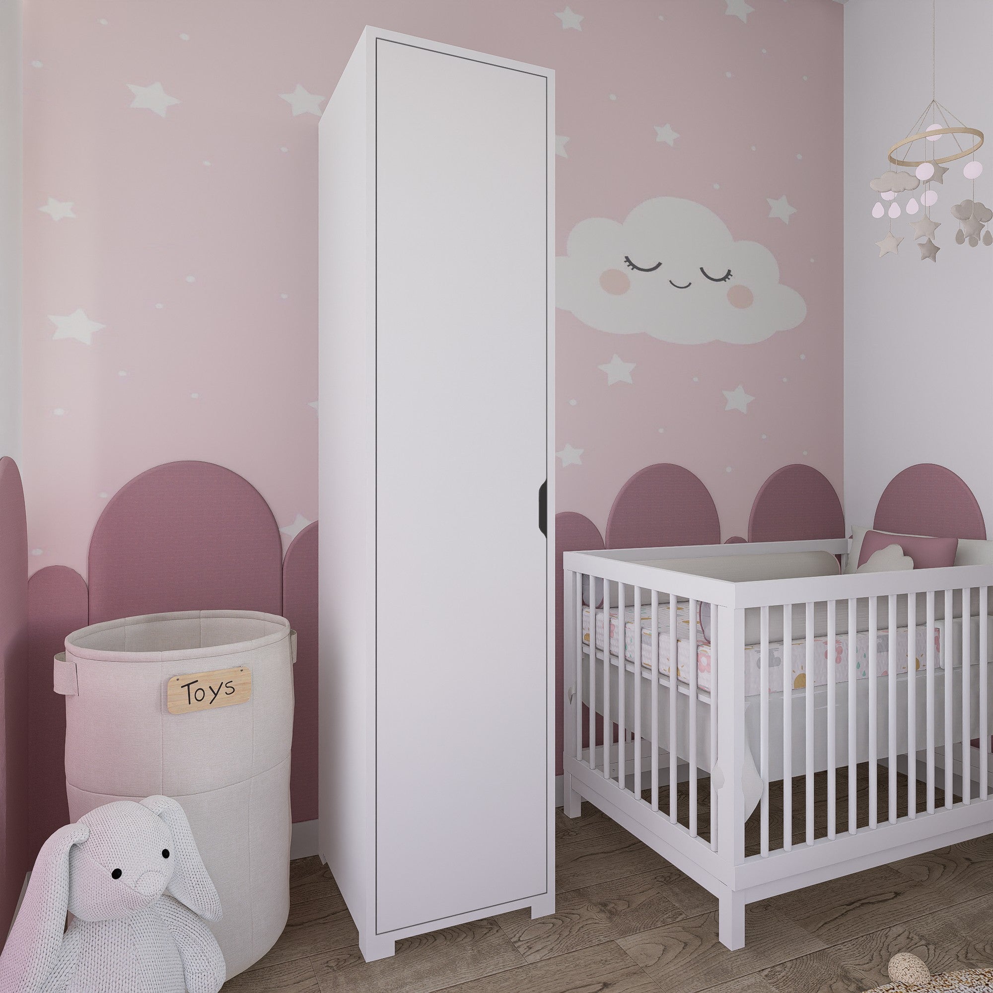 Guarda-roupa – 40 cm x 183 cm x 45-53 cm – Branco mate – Painel de partículas