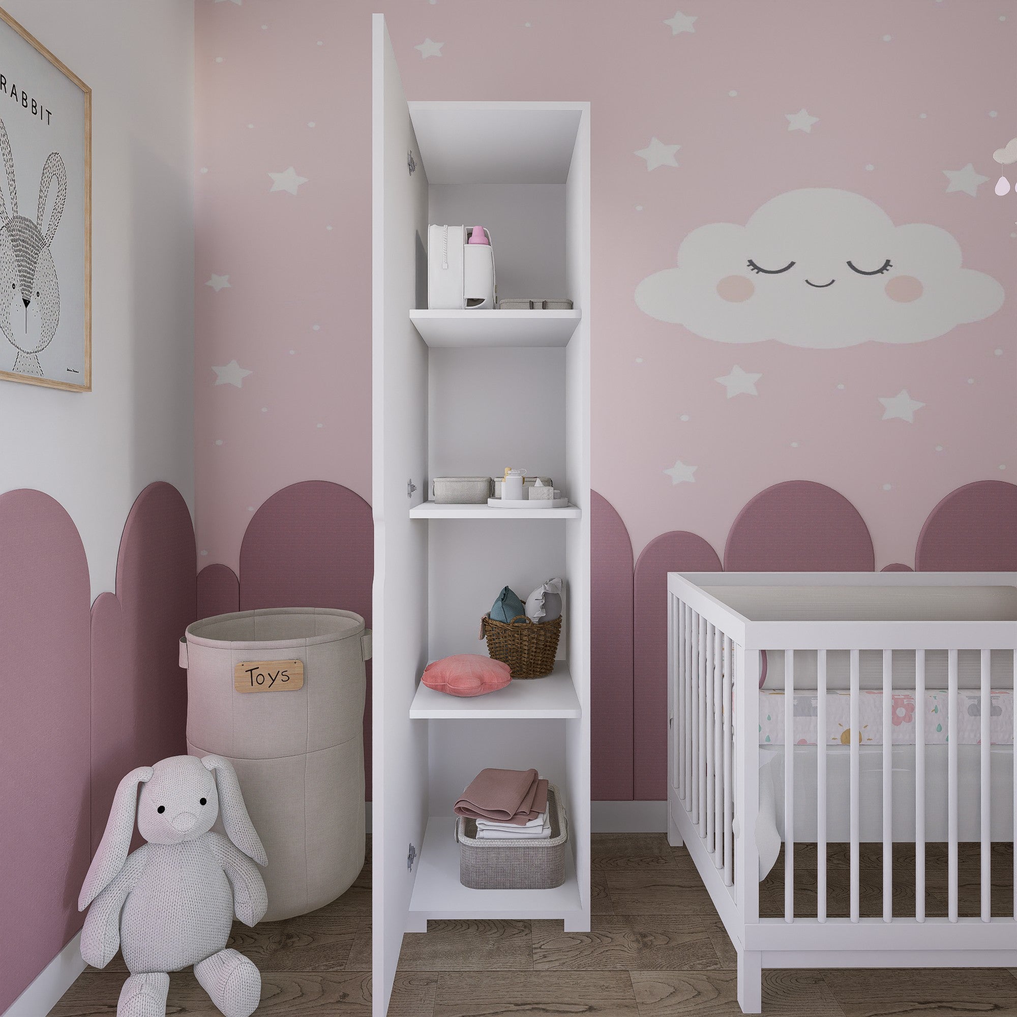 Guarda-roupa – 40 cm x 183 cm x 45-53 cm – Branco mate – Painel de partículas