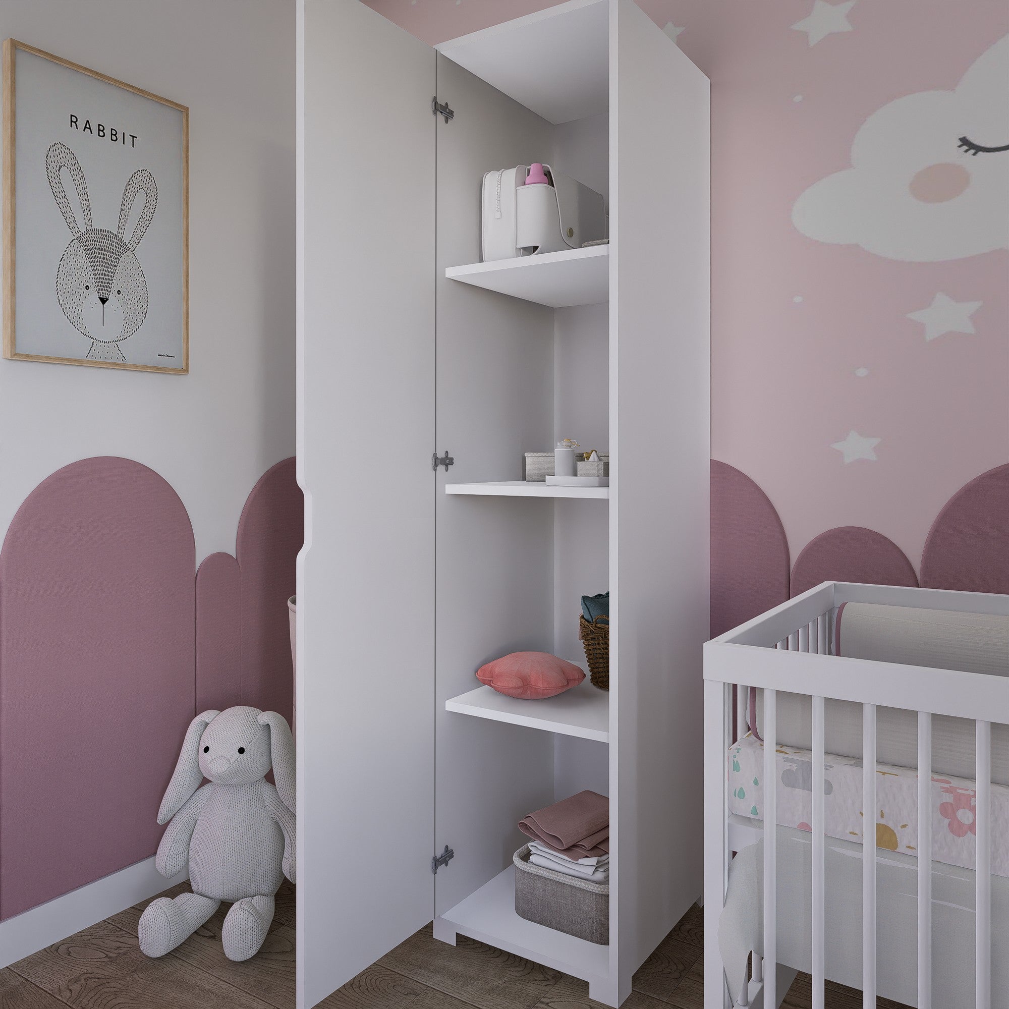 Guarda-roupa – 40 cm x 183 cm x 45-53 cm – Branco mate – Painel de partículas
