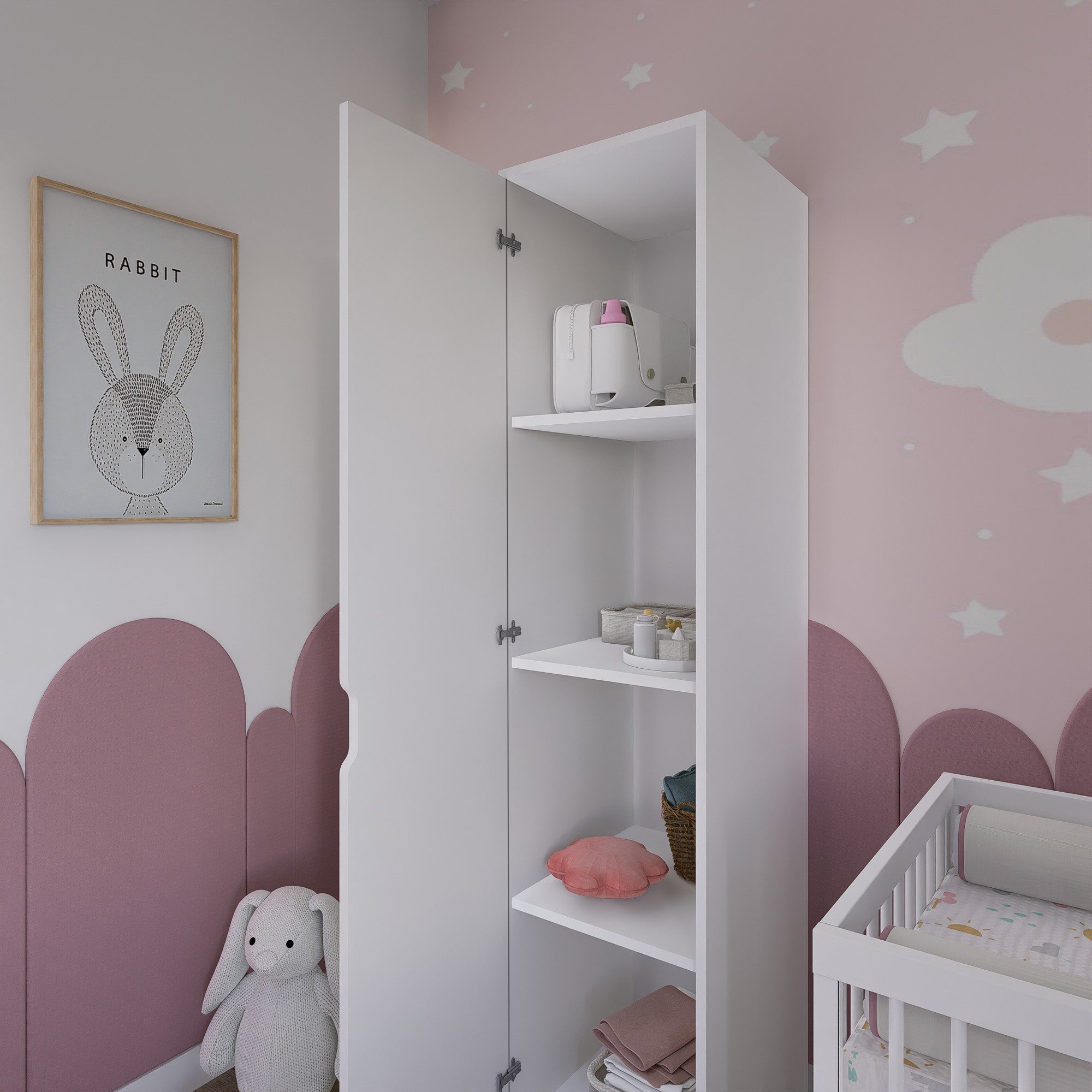 Guarda-roupa – 40 cm x 183 cm x 45-53 cm – Branco mate – Painel de partículas
