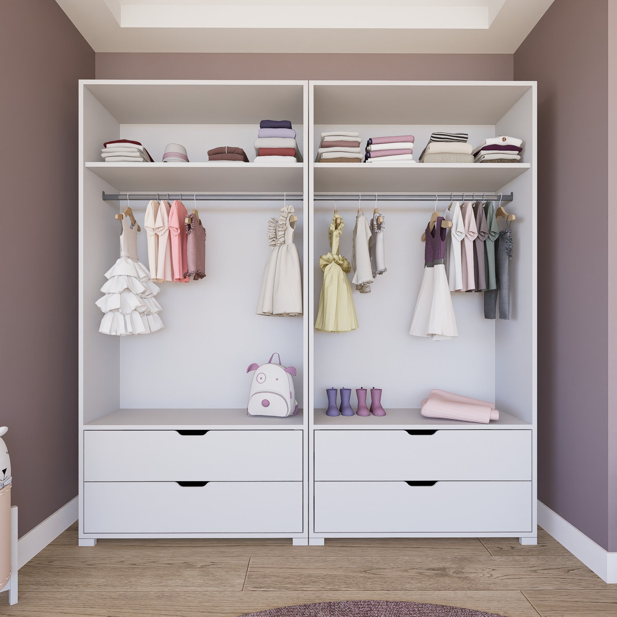 Guarda-roupa – 180 cm x 183 cm x 45 cm – Branco mate – Painéis de partículas